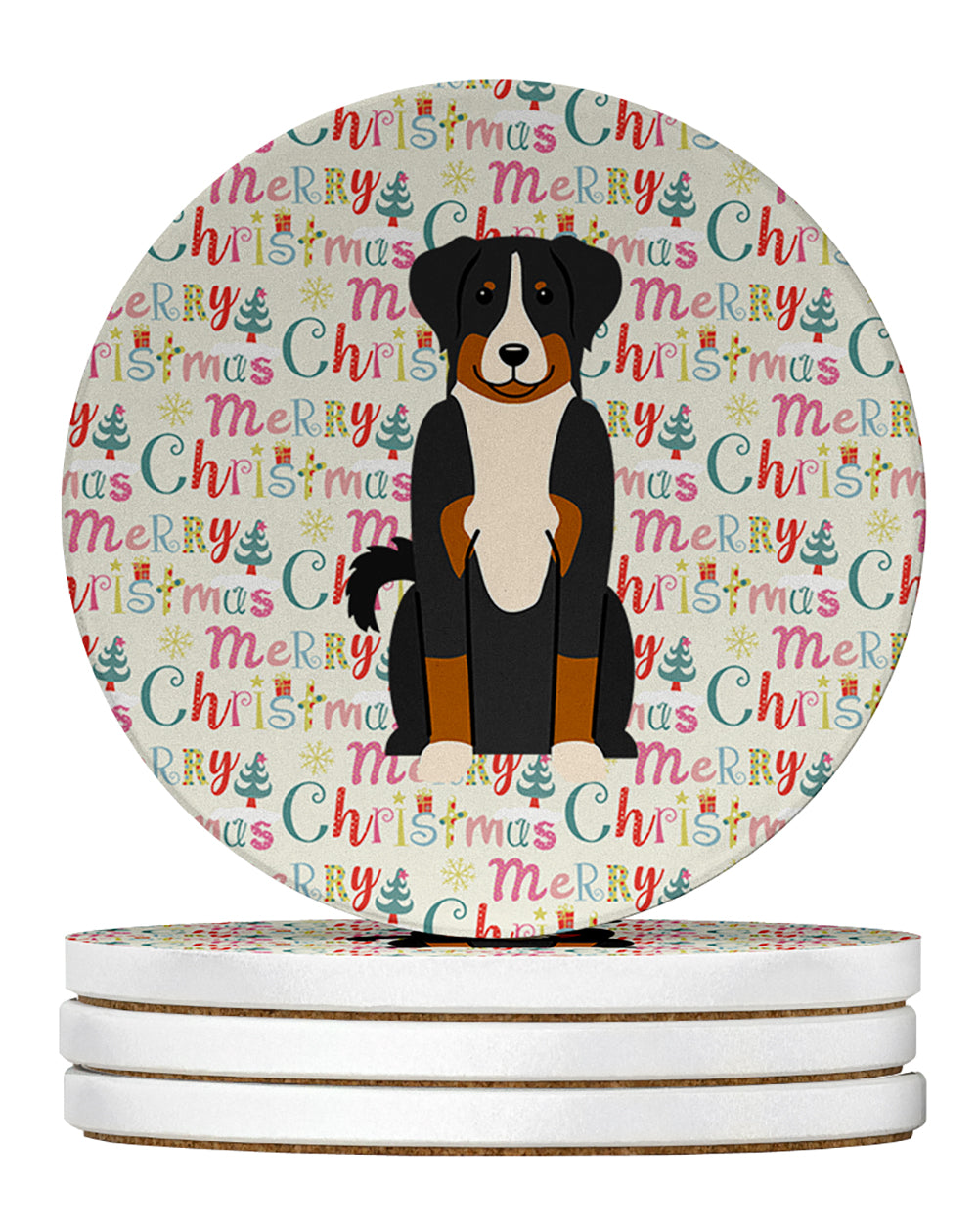 Buy this Merry Christmas Appenzeller Sennenhund Large Sandstone Coasters Pack of 4