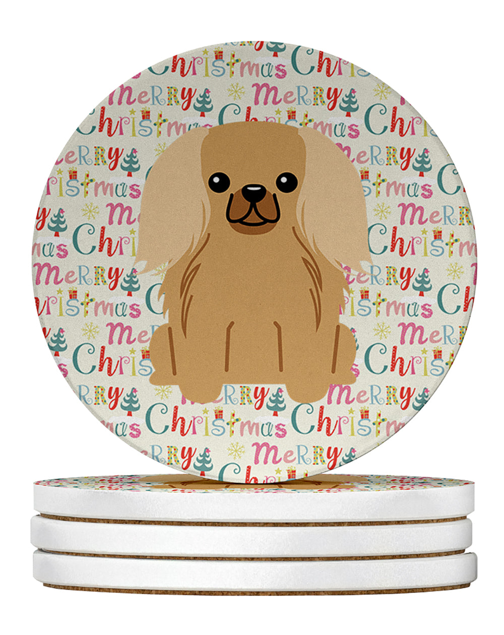 Buy this Merry Christmas Pekingese Fawn Sable Large Sandstone Coasters Pack of 4