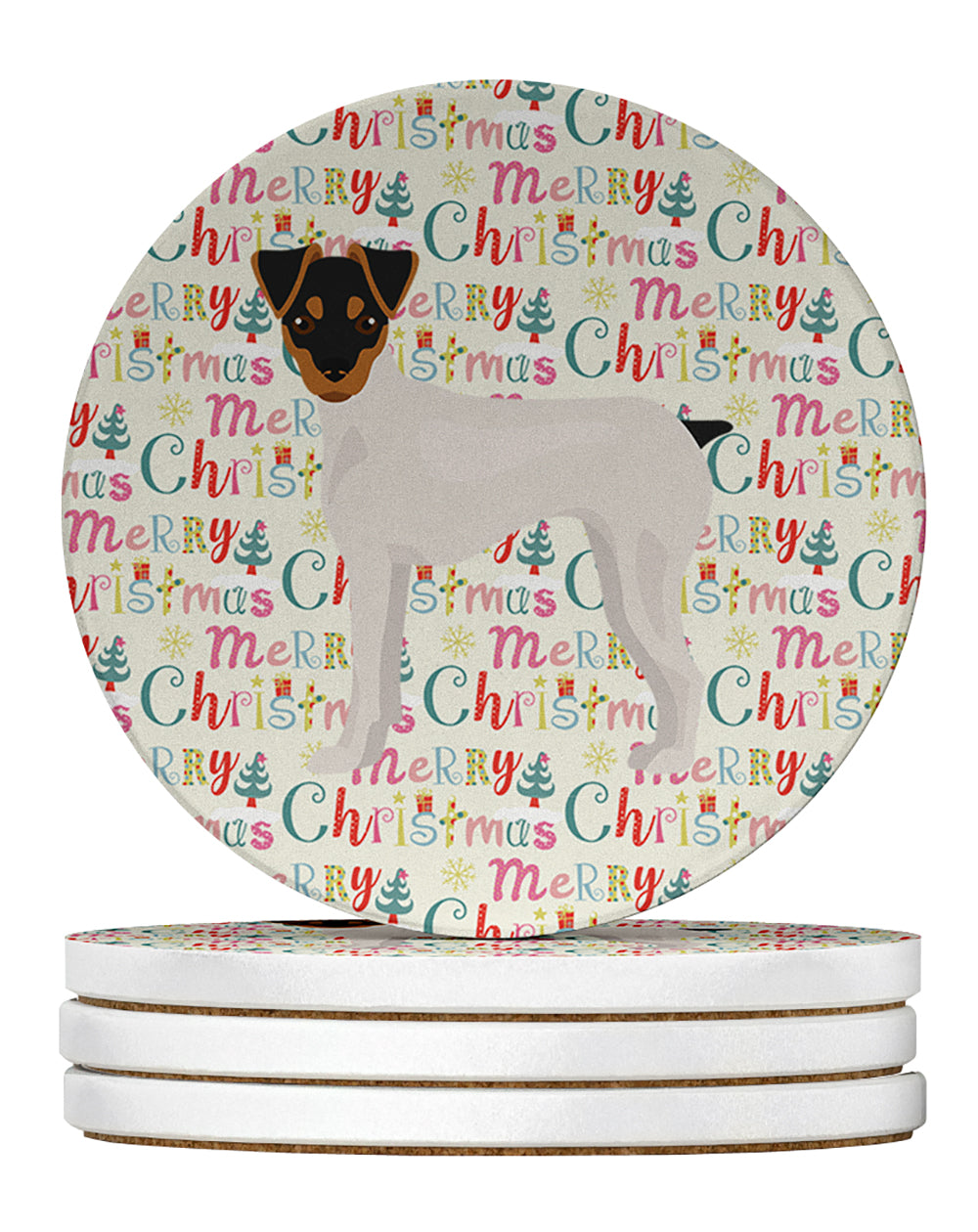 Buy this Japanese Terrier Merry Christmas Large Sandstone Coasters Pack of 4