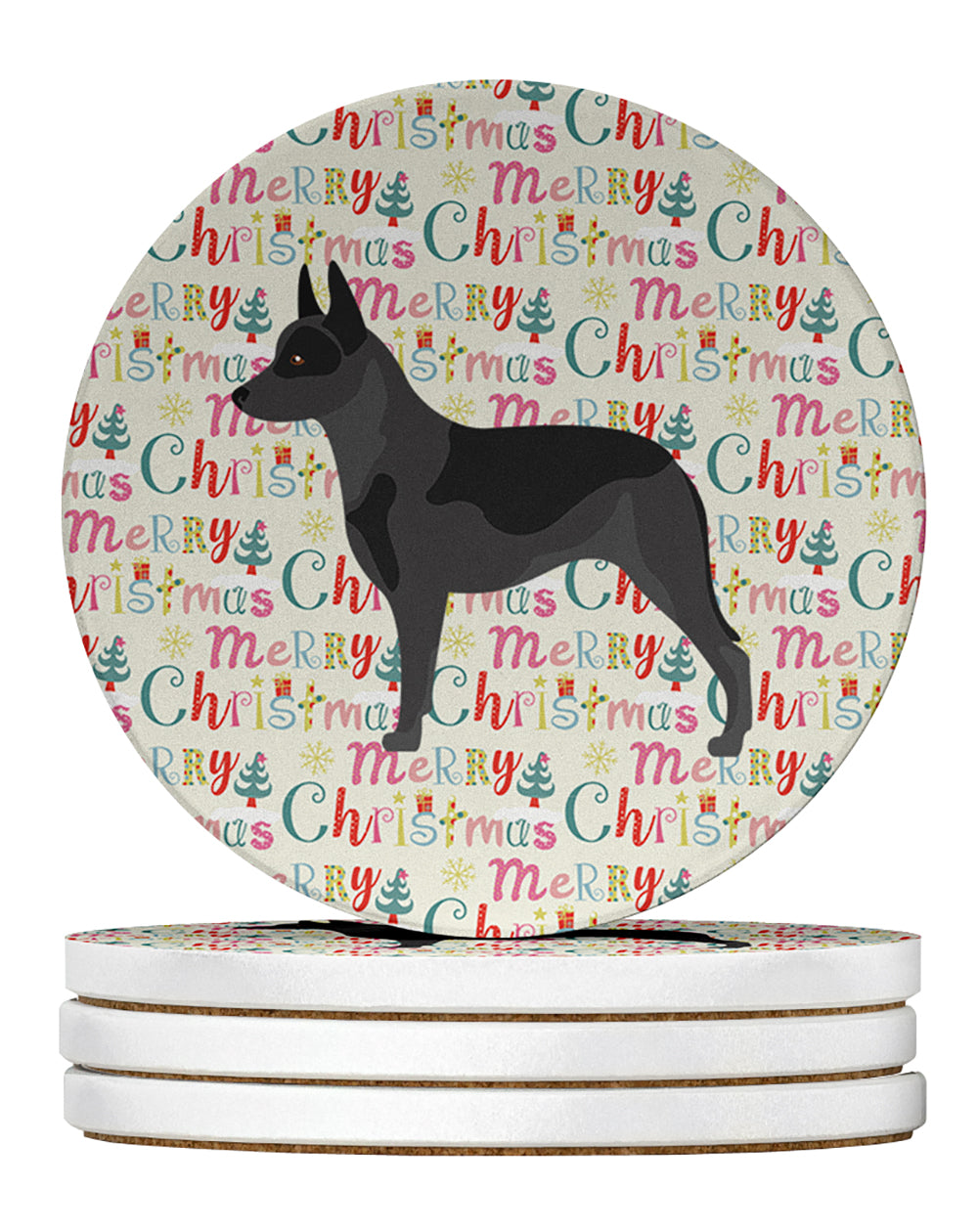 Buy this Australian Cattle Dog Merry Christmas Large Sandstone Coasters Pack of 4