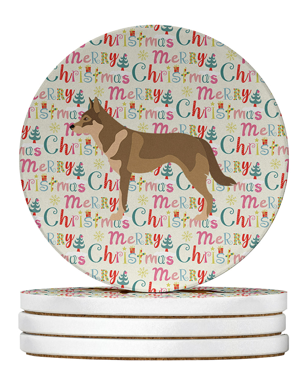 Buy this Czechoslovakian Wolfdog Merry Christmas Large Sandstone Coasters Pack of 4