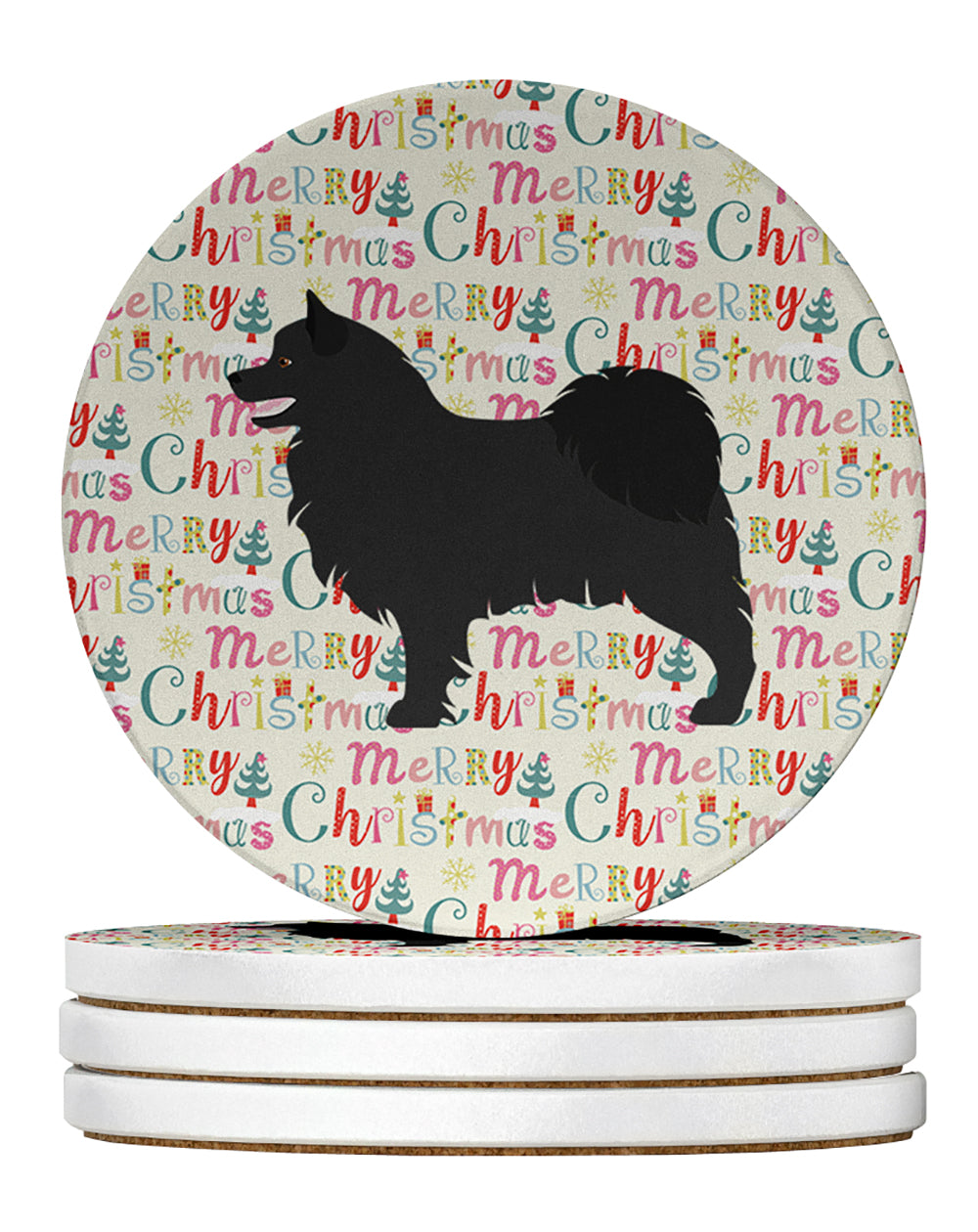 Buy this Swedish Lapphund Merry Christmas Large Sandstone Coasters Pack of 4