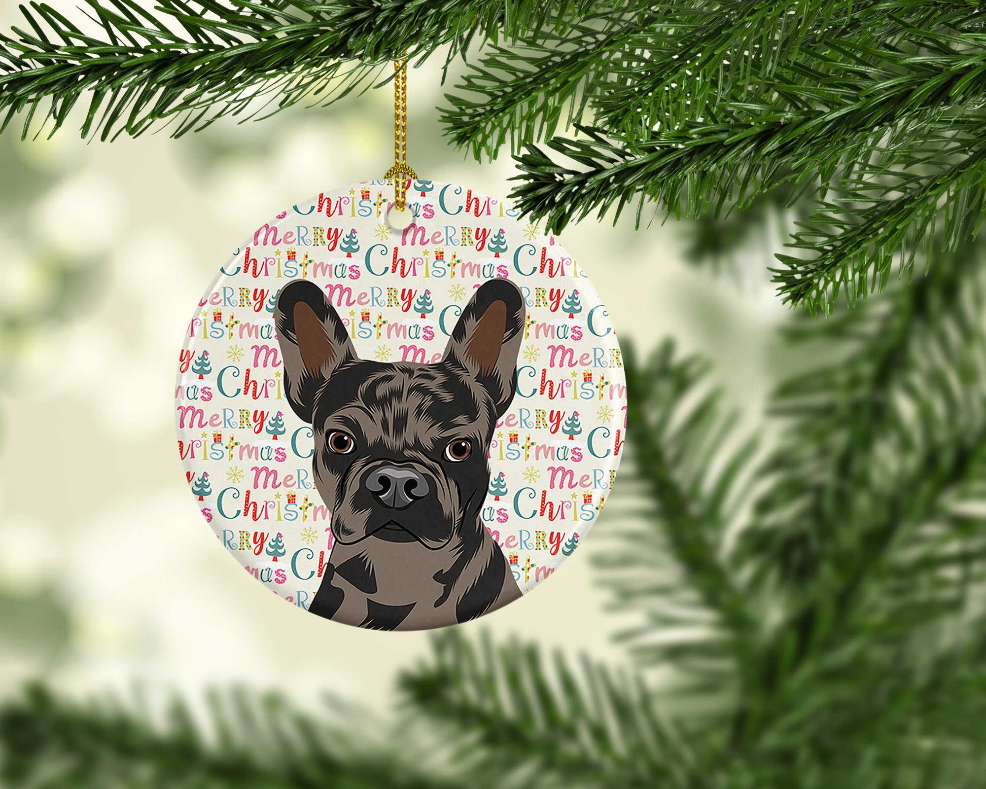 Buy this French Bulldog Chocolate Christmas Ceramic Ornament