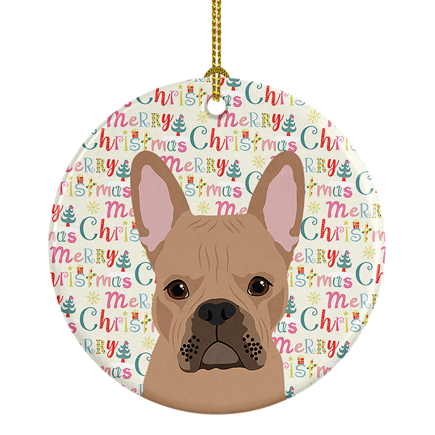 Buy this French Bulldog Cream Christmas Ceramic Ornament