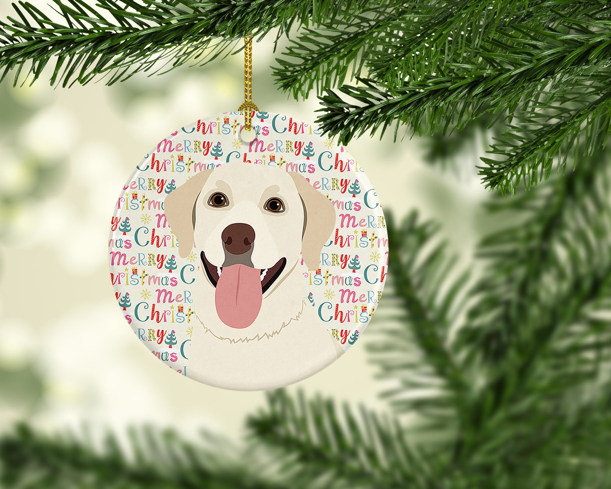 Buy this Labrador Retriever Yellow #1 Christmas Ceramic Ornament