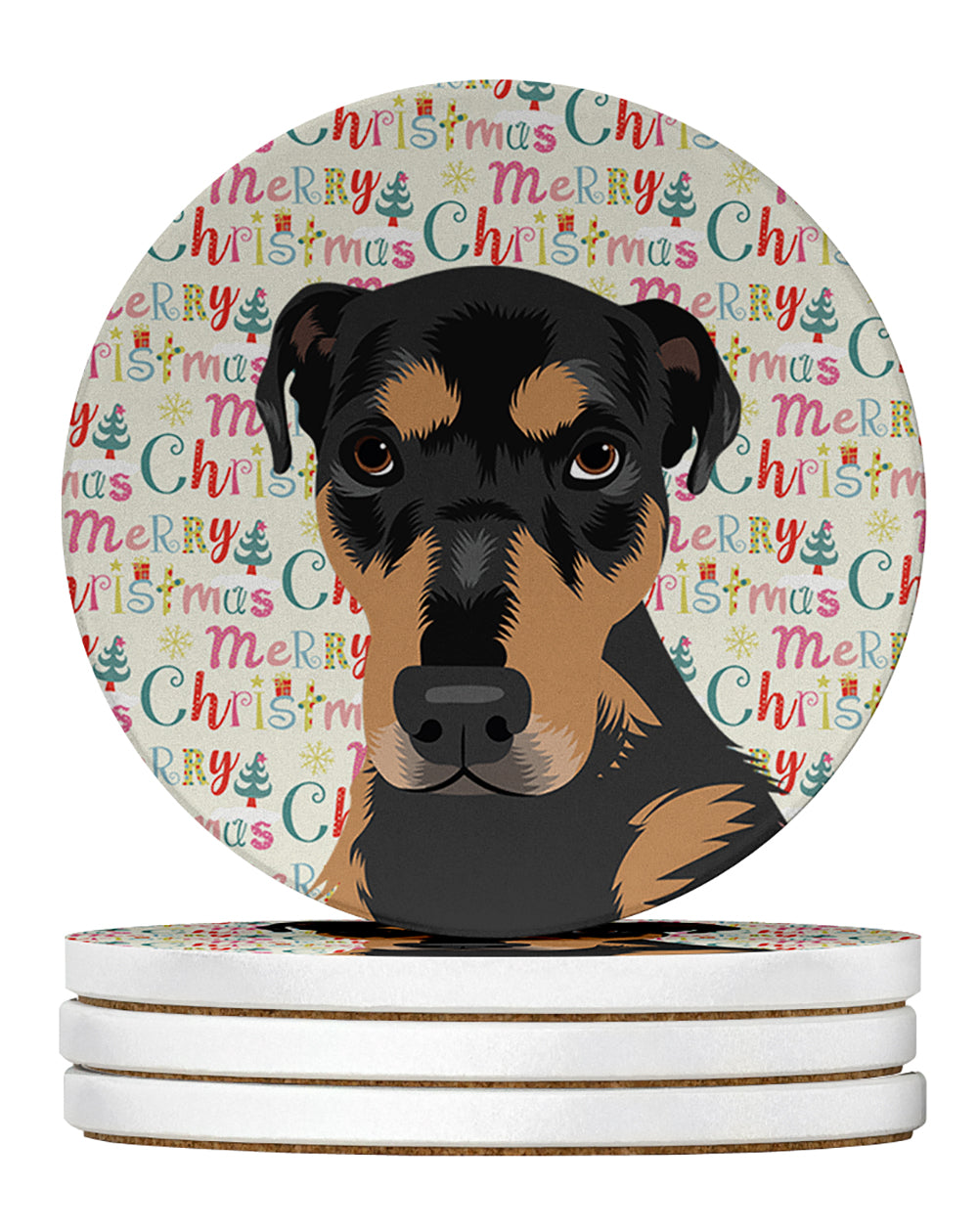 Buy this Rottweiler Black and Tan #2 Christmas Large Sandstone Coasters Pack of 4