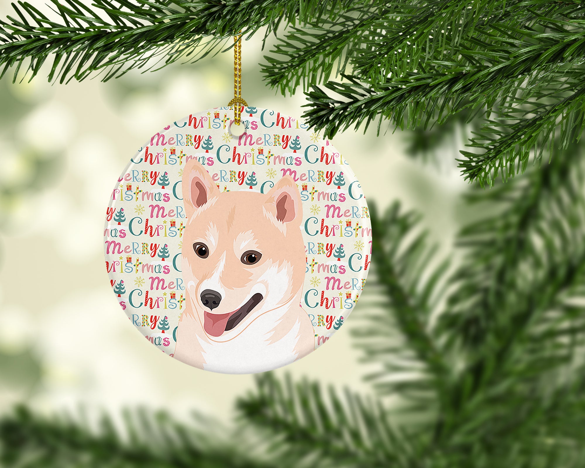 Buy this Shiba Inu Cream #2 Christmas Ceramic Ornament