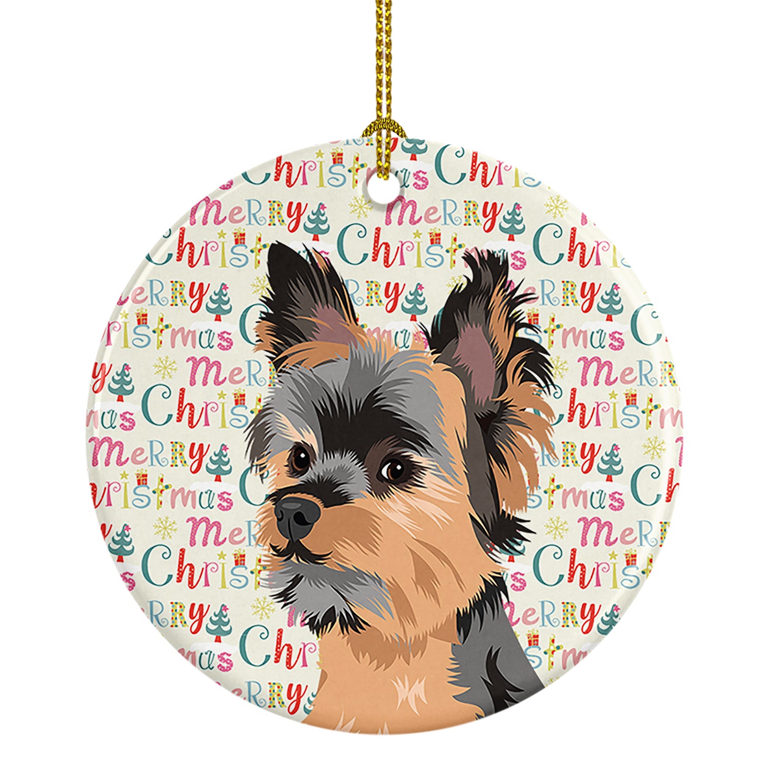 Buy this Yorkie Black and Gold #2 Christmas Ceramic Ornament