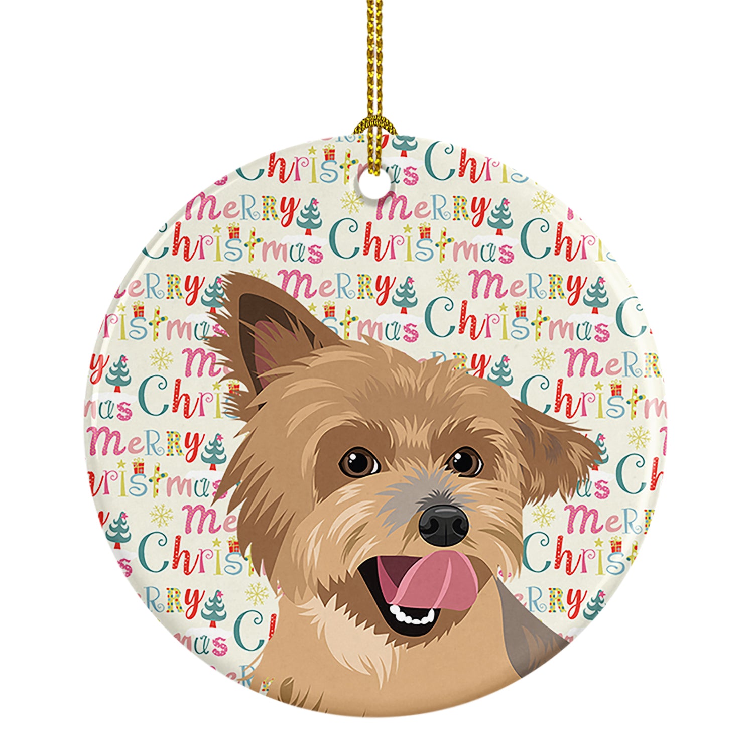 Buy this Yorkie Blue and Gold Christmas Ceramic Ornament
