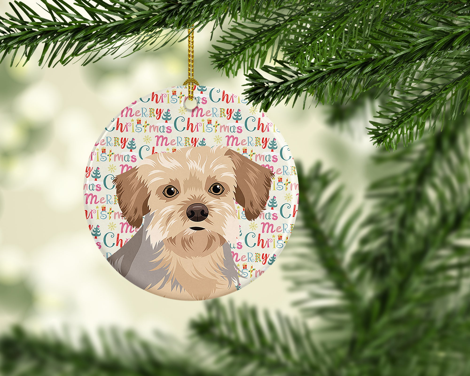 Buy this Yorkie Blue and Tan #1 Christmas Ceramic Ornament