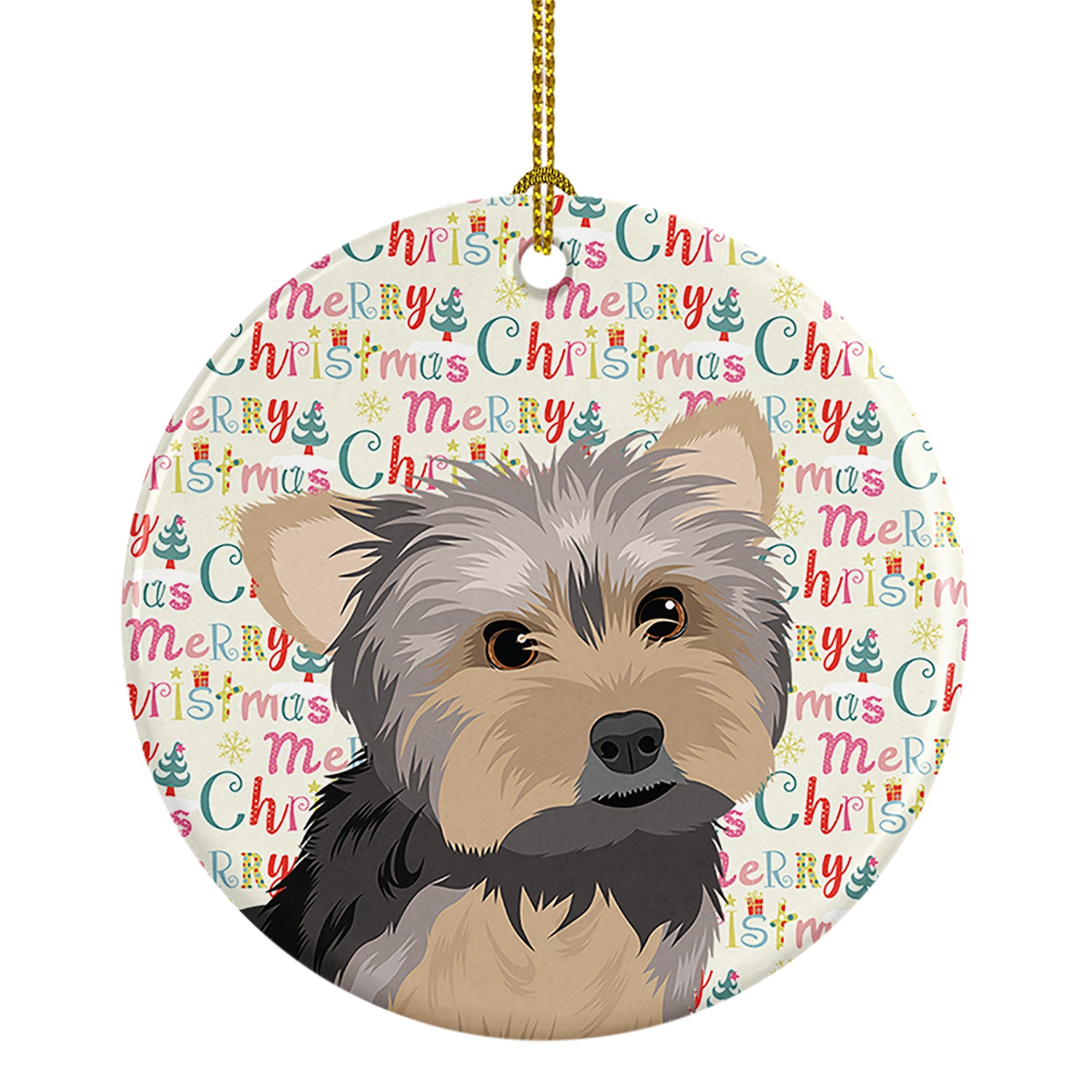 Buy this Yorkie Blue and Tan #2 Christmas Ceramic Ornament