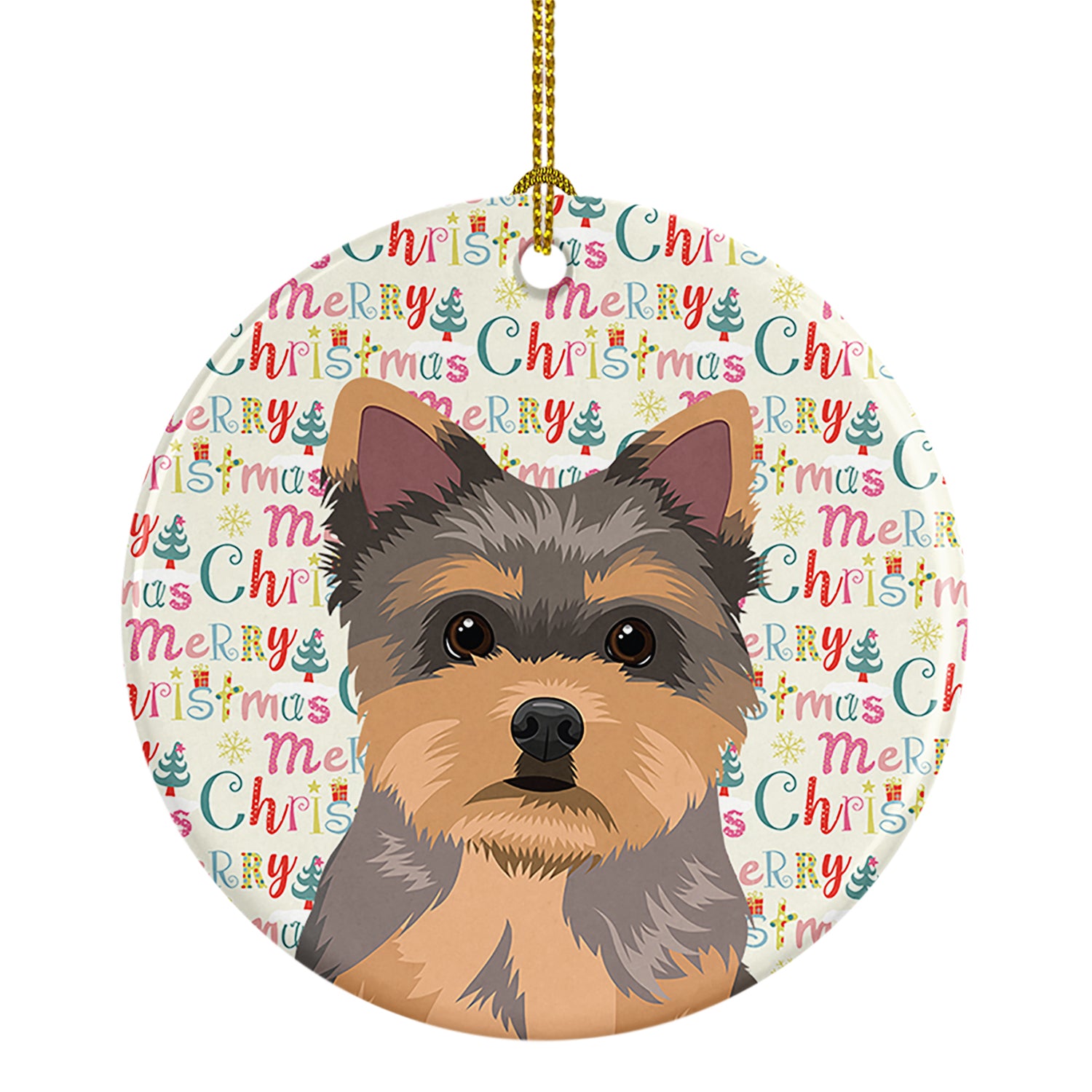 Buy this Yorkie Chocolate Puppy Christmas Ceramic Ornament