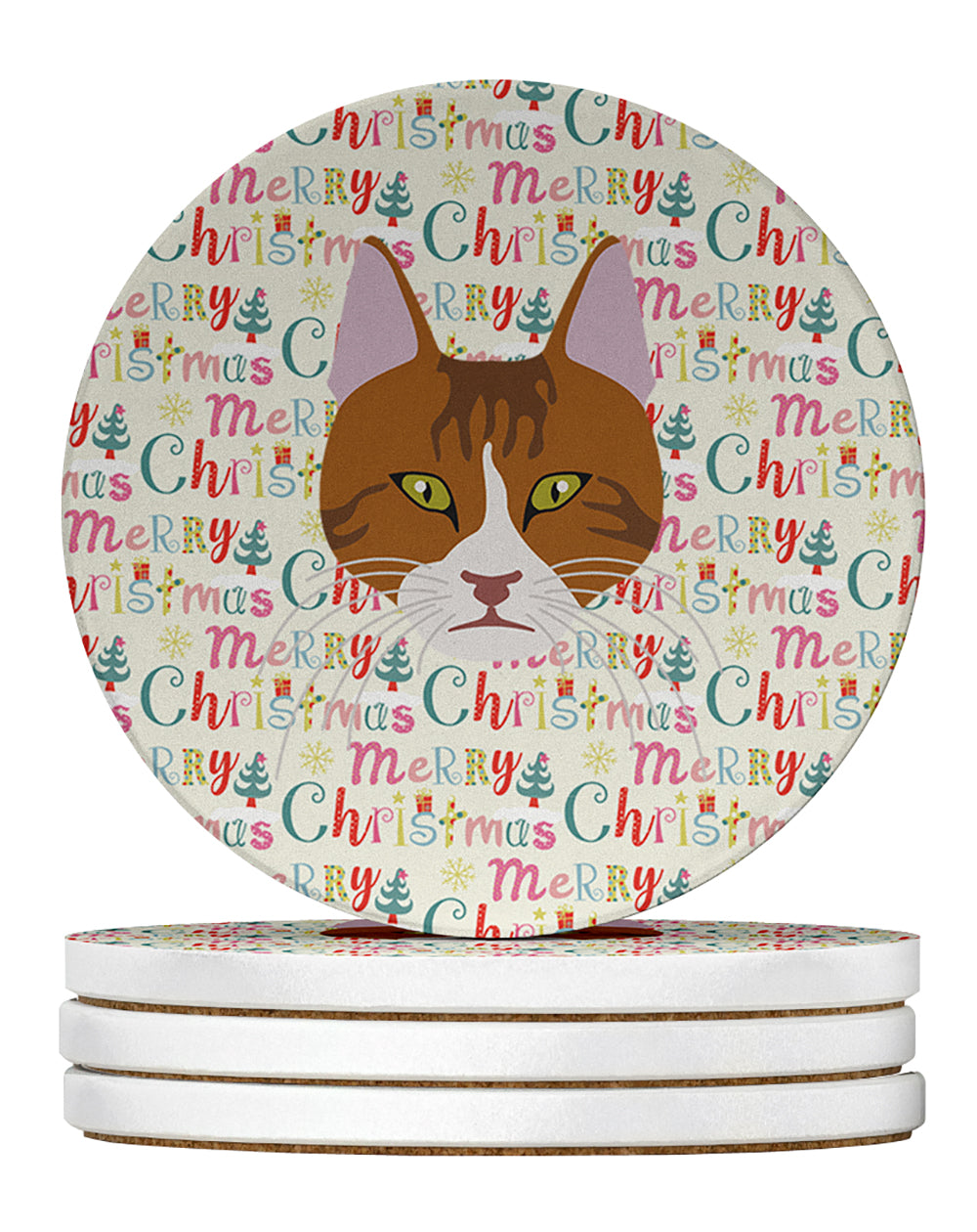 Buy this Aegean Cat Christmas Large Sandstone Coasters Pack of 4