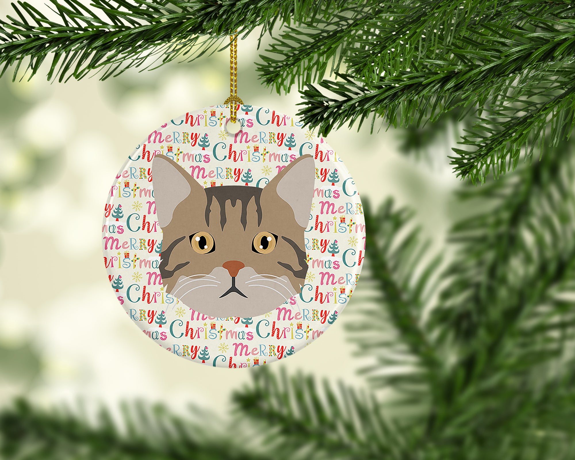 American Wirehair Cat Christmas Ceramic Ornament - the-store.com