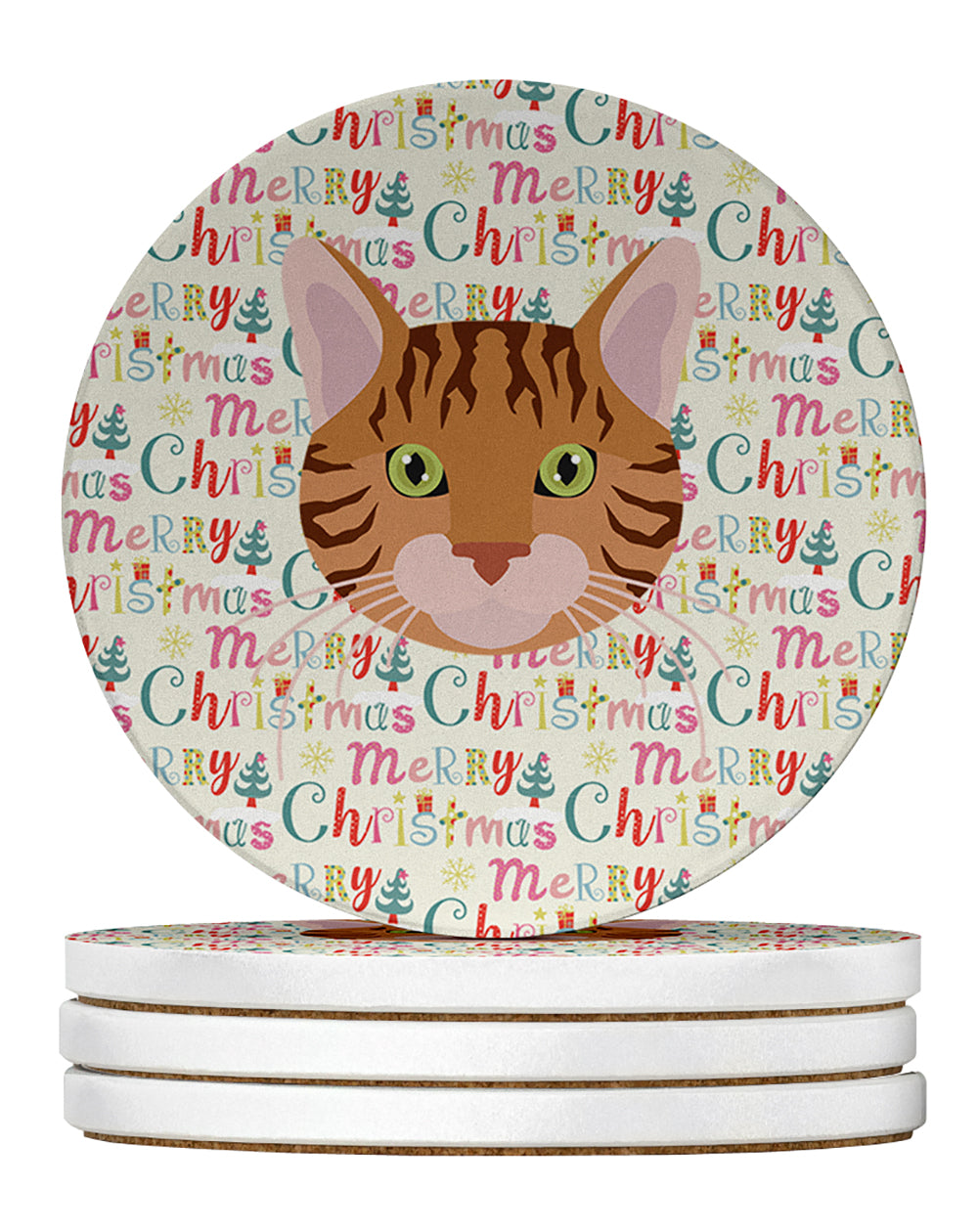 Buy this Bengal Cat Christmas Large Sandstone Coasters Pack of 4