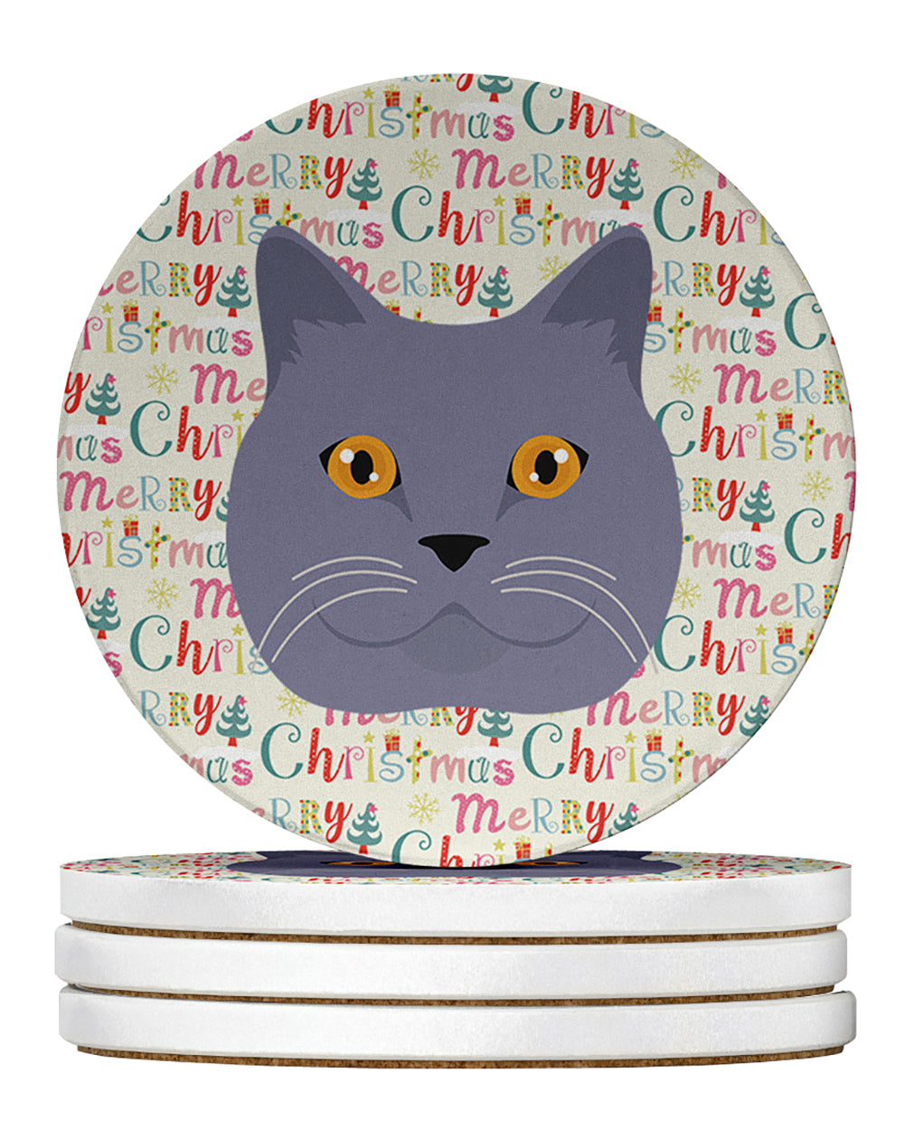 Buy this British Shorthair Cat Christmas Large Sandstone Coasters Pack of 4