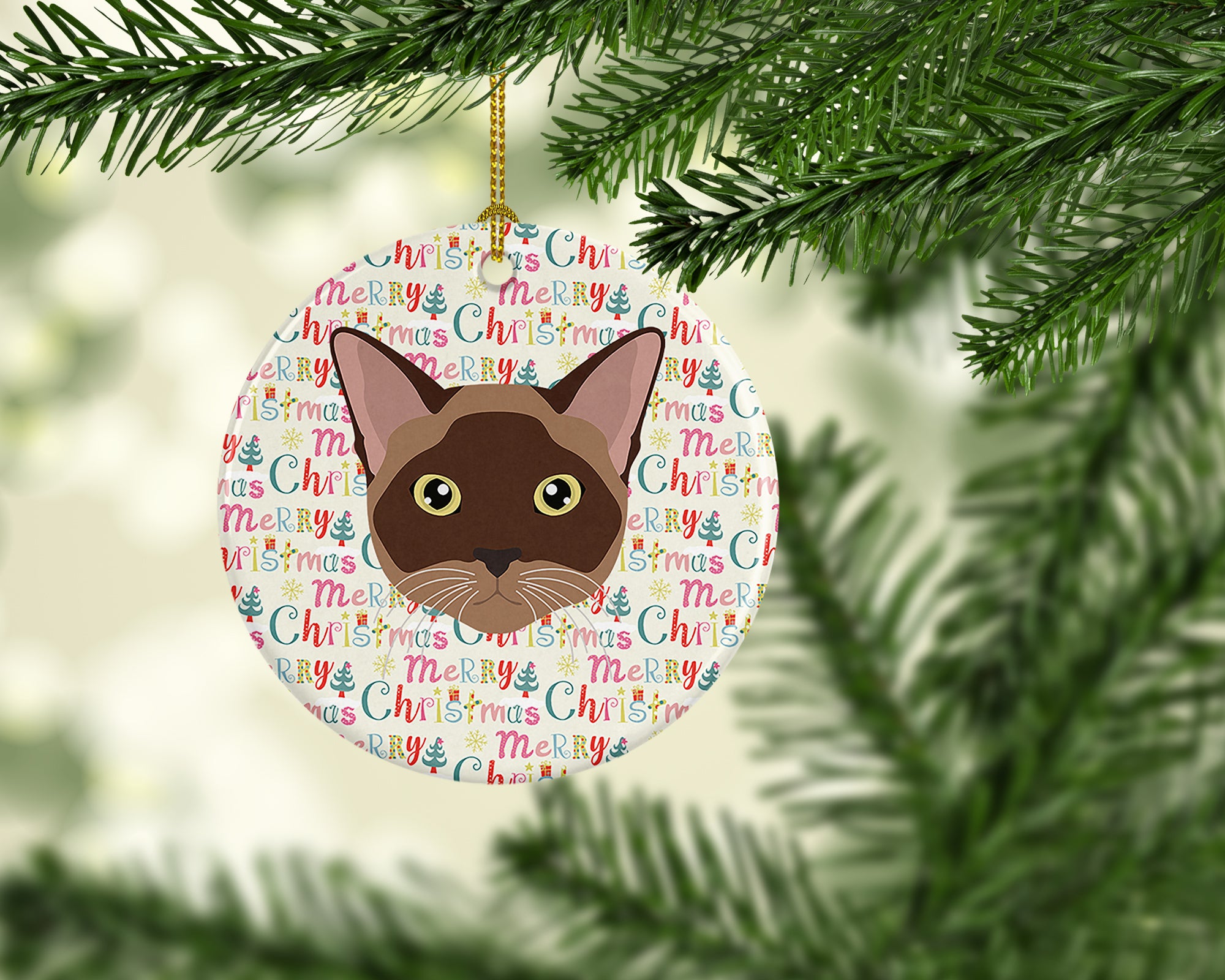 Buy this Burmese Cat Christmas Ceramic Ornament