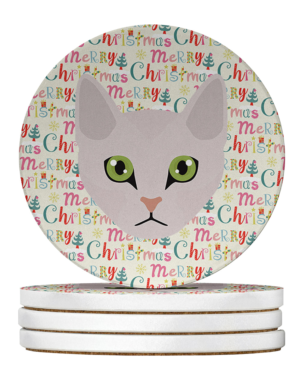 Buy this Burmilla Cat Christmas Large Sandstone Coasters Pack of 4