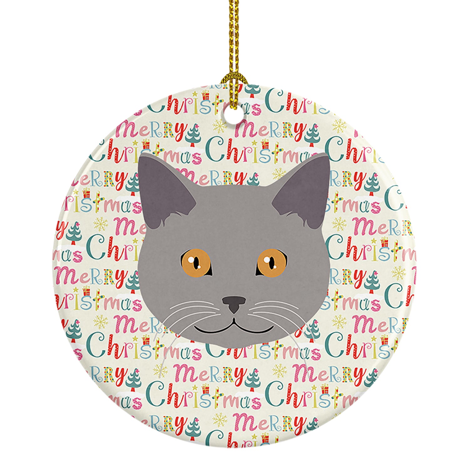Buy this Chartreux Cat Christmas Ceramic Ornament