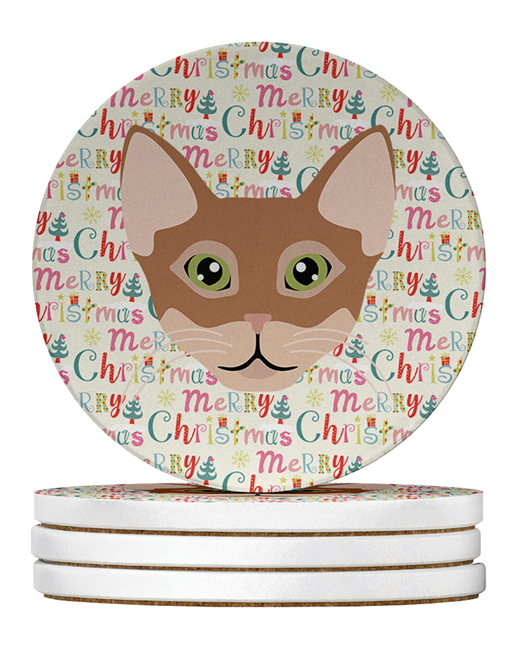 Buy this Chausie Cat Christmas Large Sandstone Coasters Pack of 4