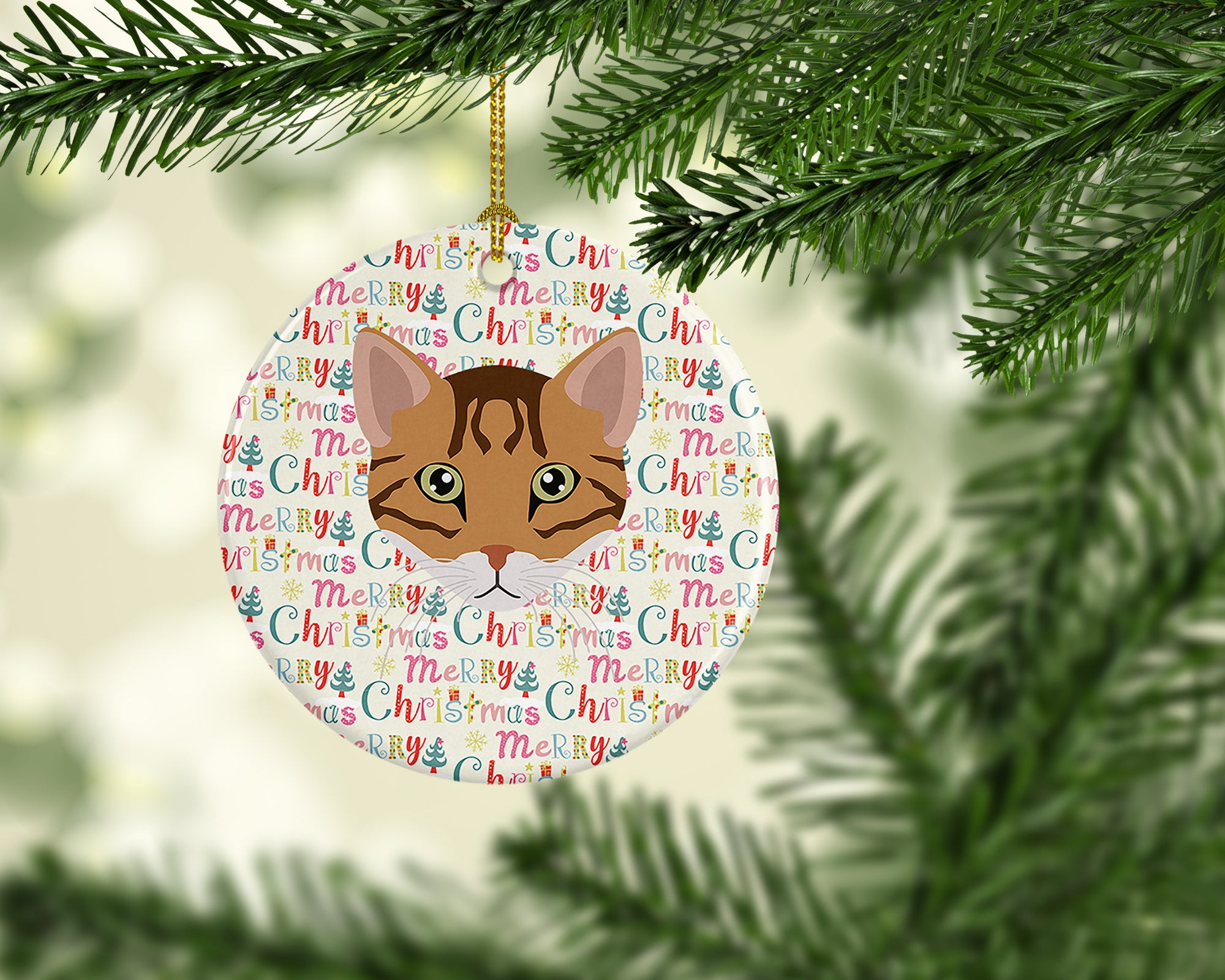 Cheetoh Cat Christmas Ceramic Ornament - the-store.com