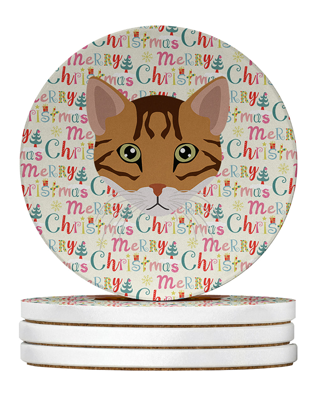 Buy this Cheetoh Cat Christmas Large Sandstone Coasters Pack of 4