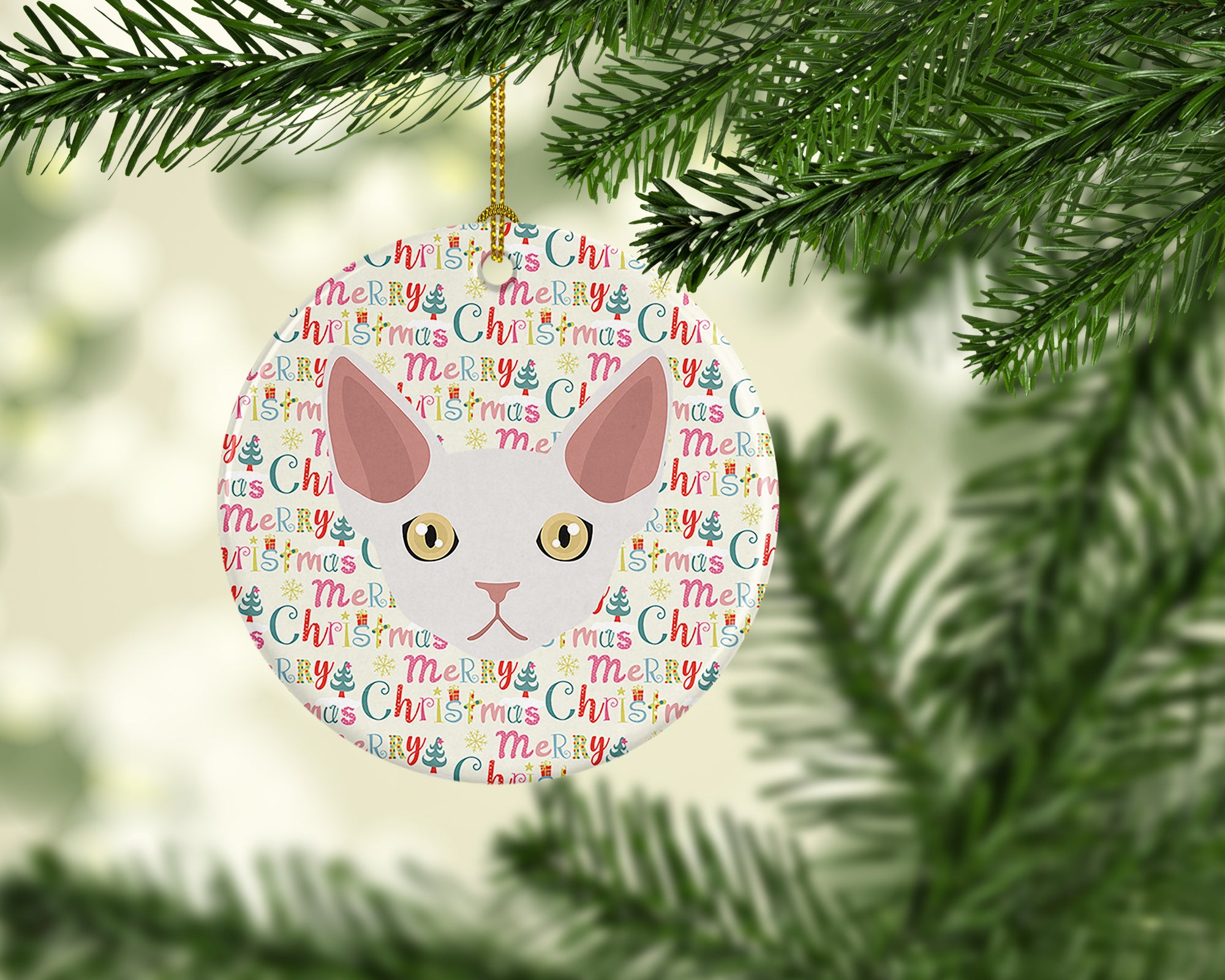 Buy this Devon Rex Cat Christmas Ceramic Ornament