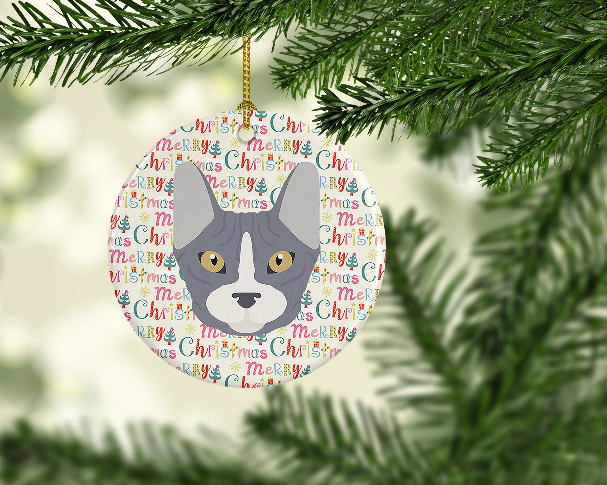 Don Sphynx Cat Christmas Ceramic Ornament - the-store.com