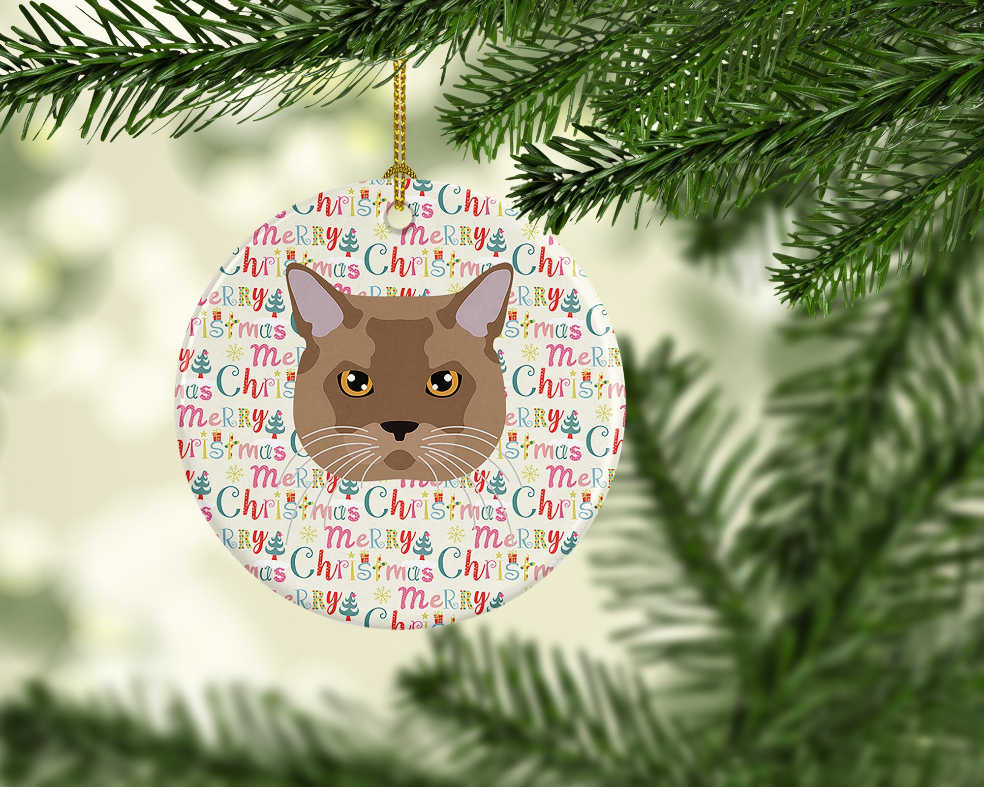 Buy this European Burmese Cat Christmas Ceramic Ornament