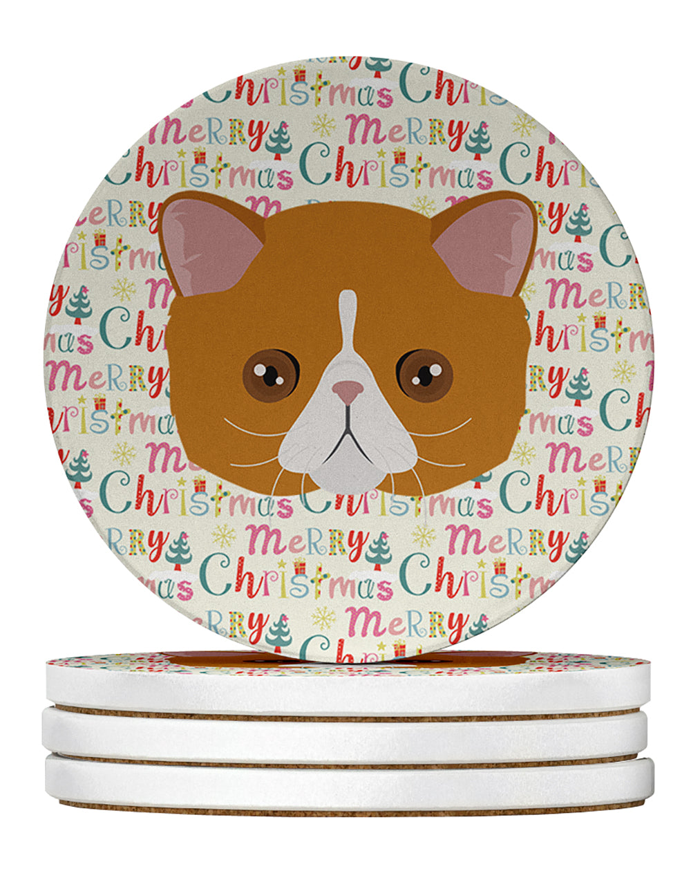 Buy this Exotic Shorthair Cat Christmas Large Sandstone Coasters Pack of 4