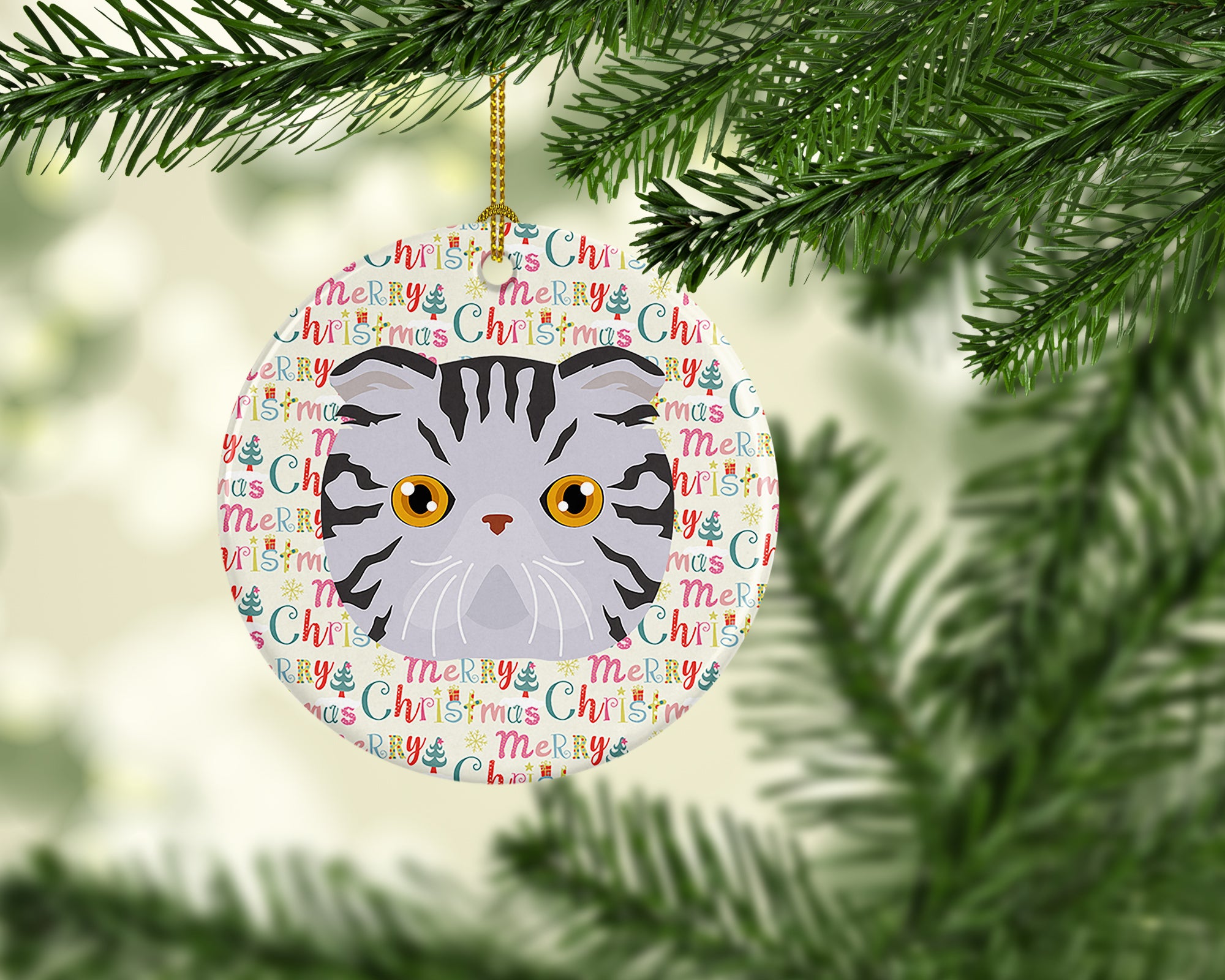 Foldex Exotic Fold Cat Christmas Ceramic Ornament - the-store.com