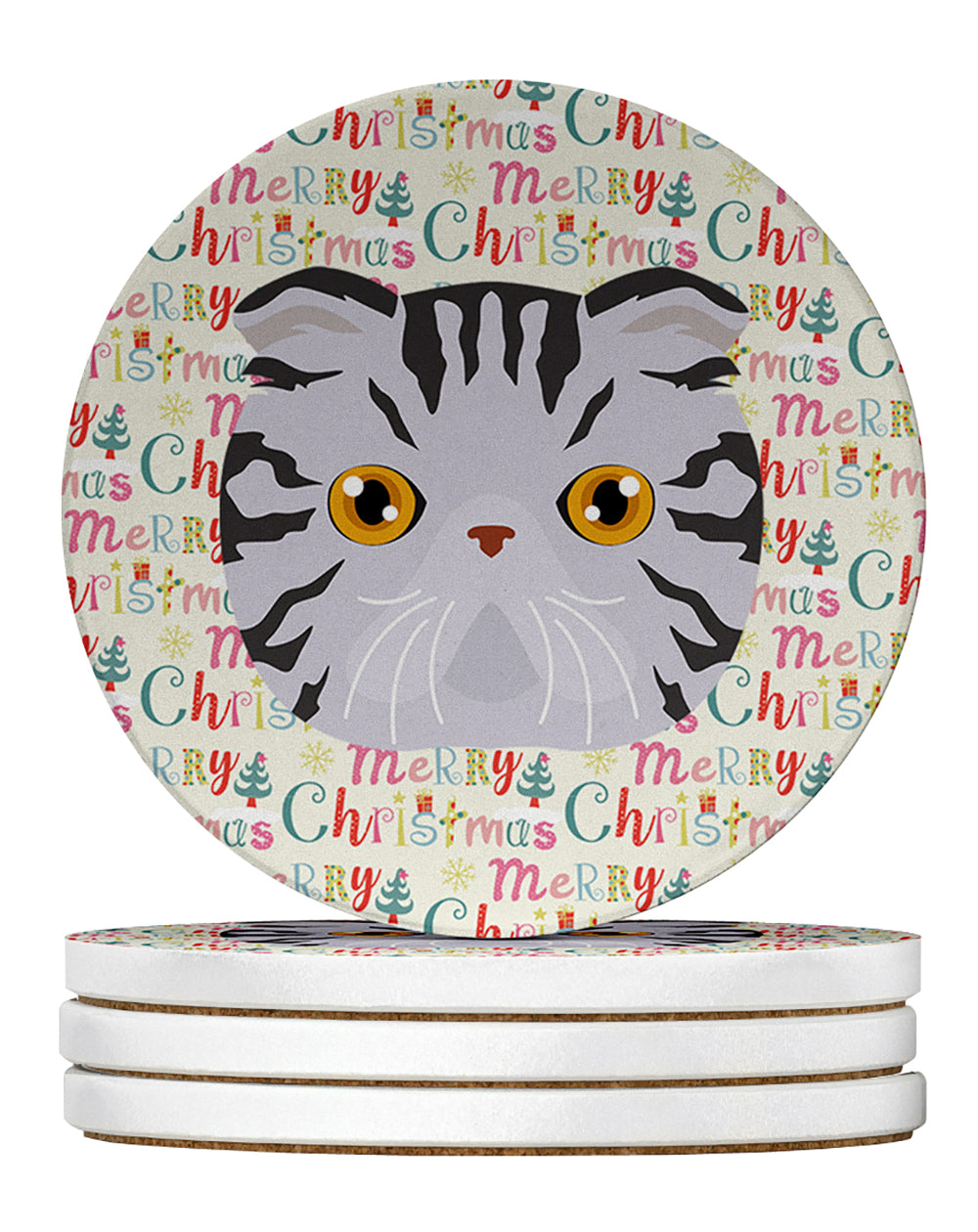 Buy this Foldex Exotic Fold Cat Christmas Large Sandstone Coasters Pack of 4