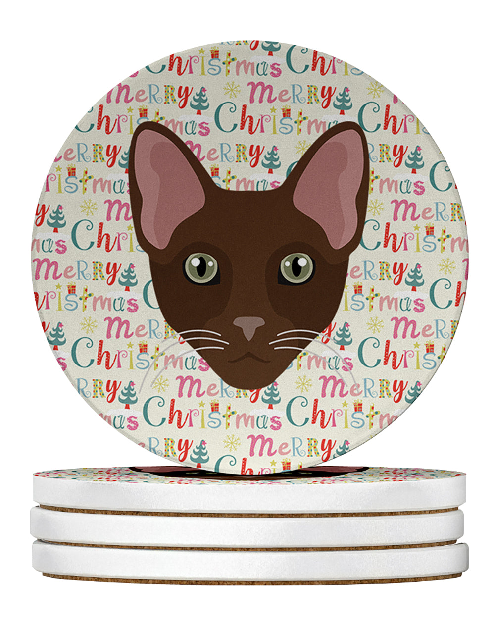 Buy this Havana Brown Cat Christmas Large Sandstone Coasters Pack of 4