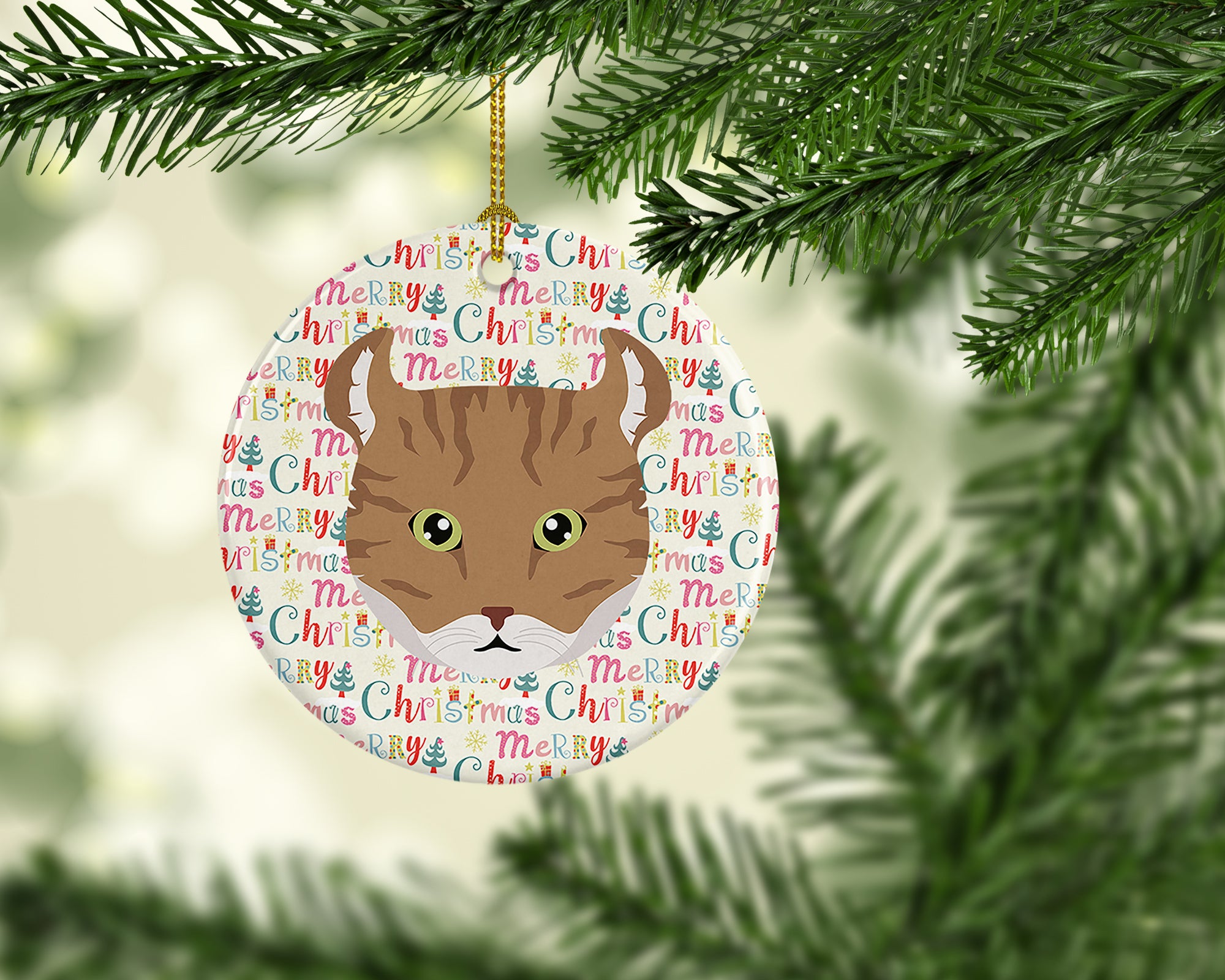 Highlander Lynx Cat Christmas Ceramic Ornament - the-store.com