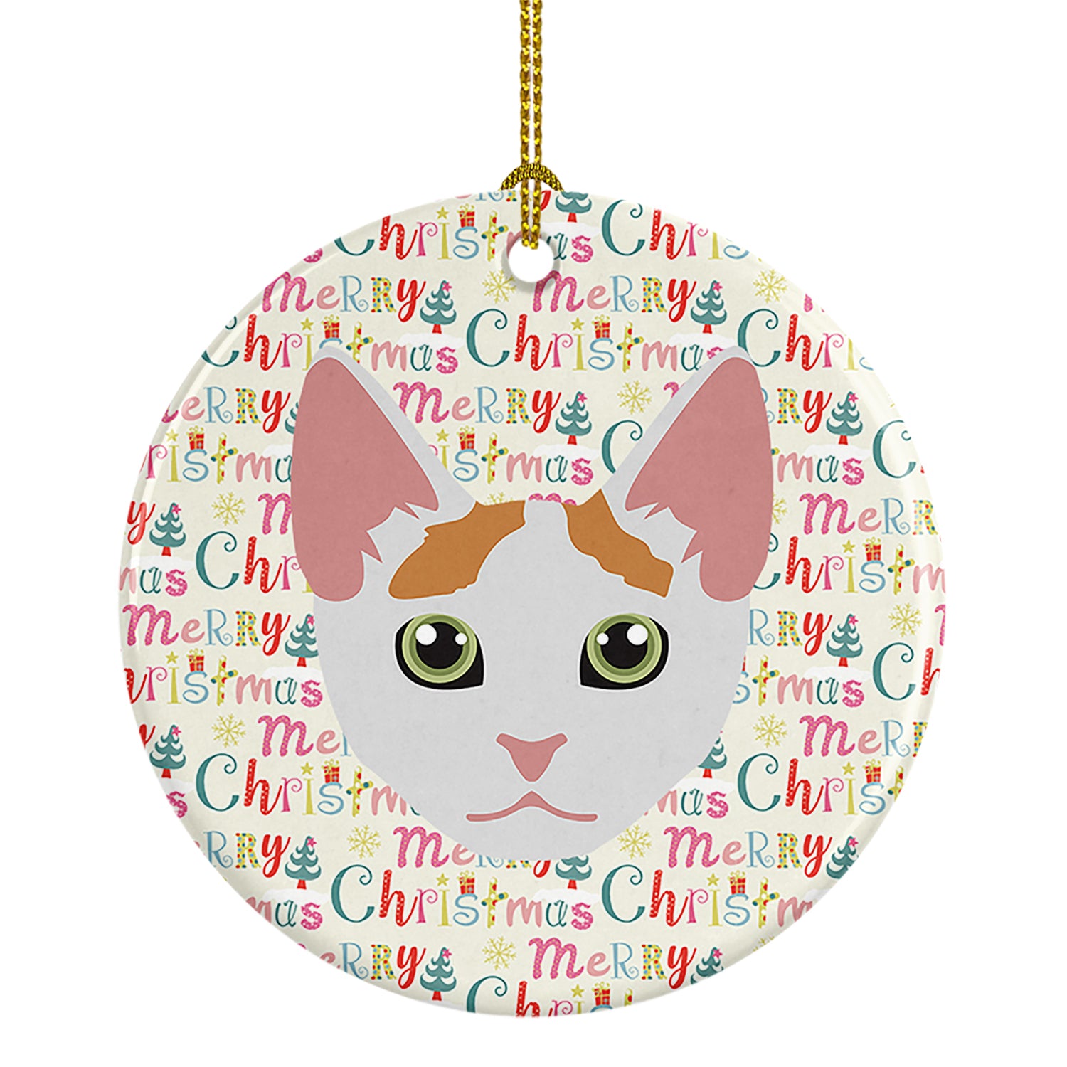 Buy this Japanese Bobtail Cat Christmas Ceramic Ornament