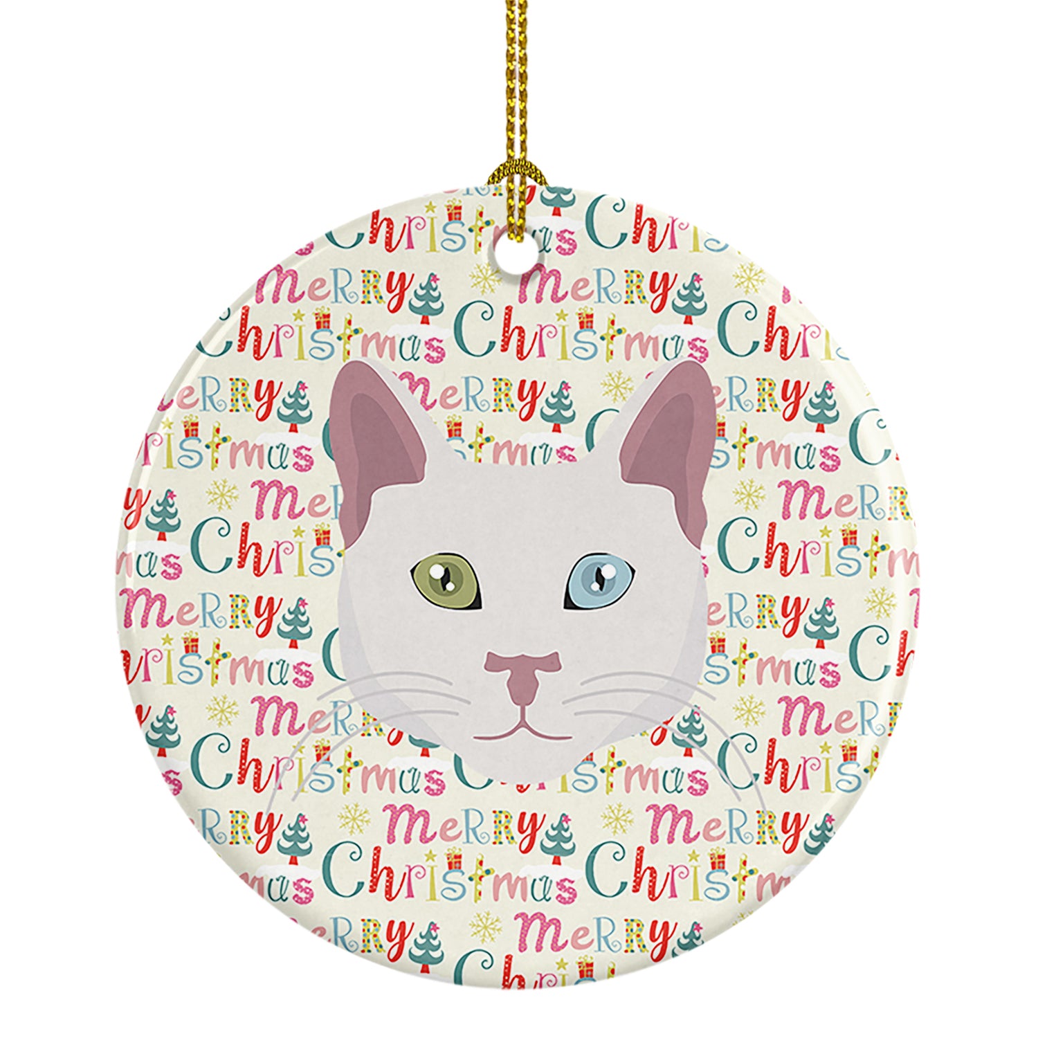 Buy this Khao Manee Cat Christmas Ceramic Ornament