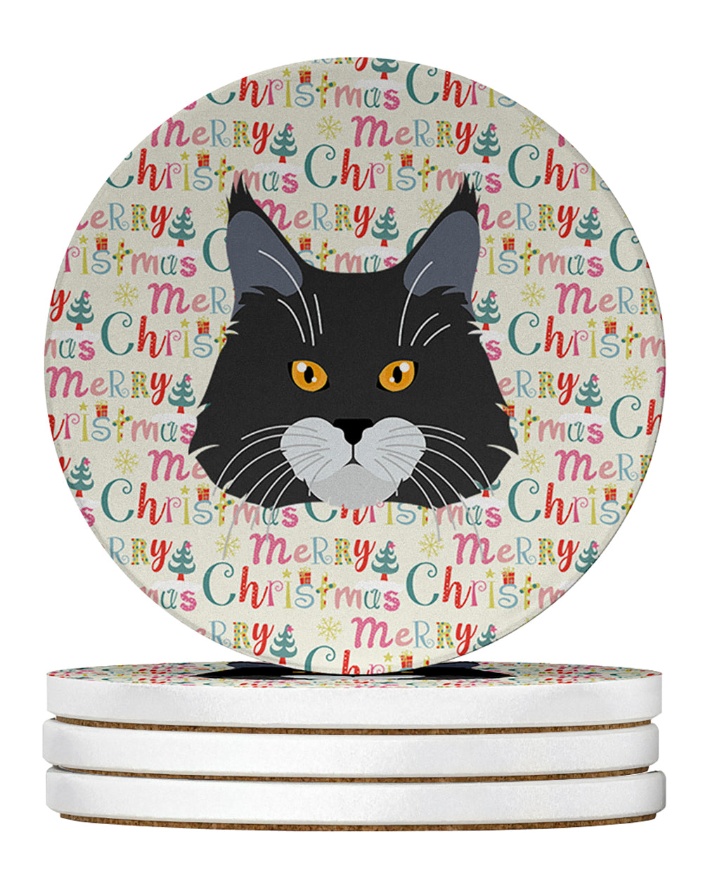 Buy this Maine Coon Cat Christmas Large Sandstone Coasters Pack of 4