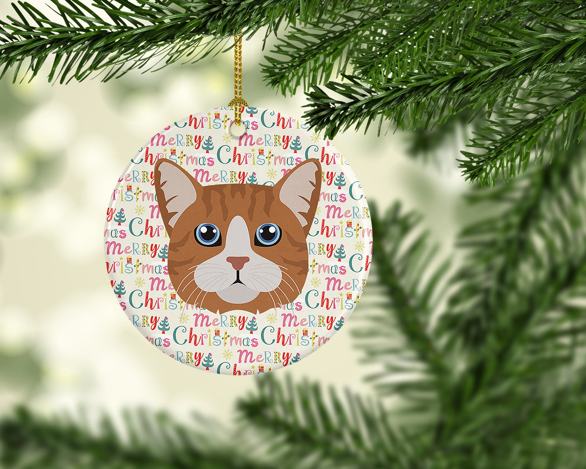 Manx Cat Christmas Ceramic Ornament - the-store.com