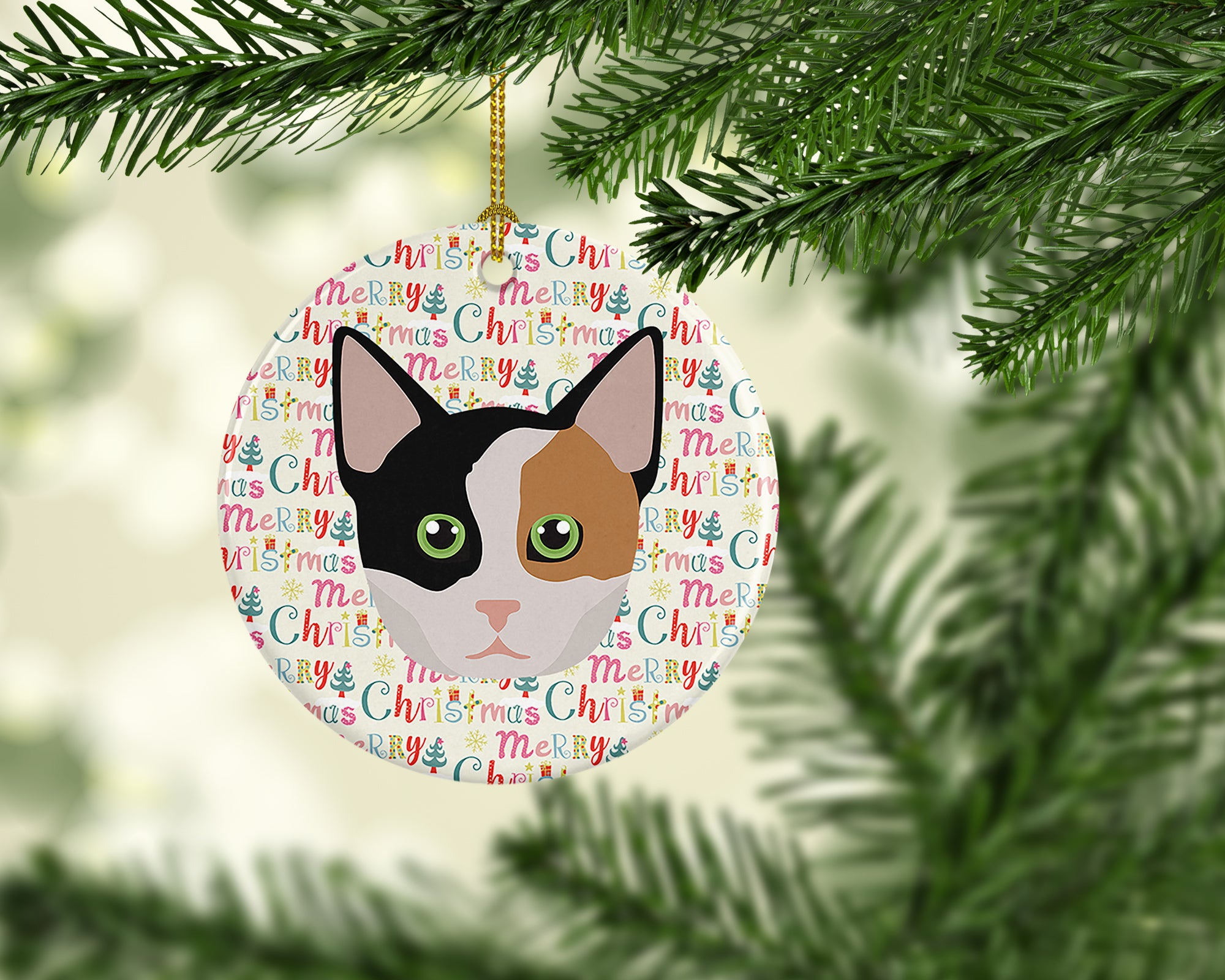 Munchkin Cat Christmas Ceramic Ornament - the-store.com