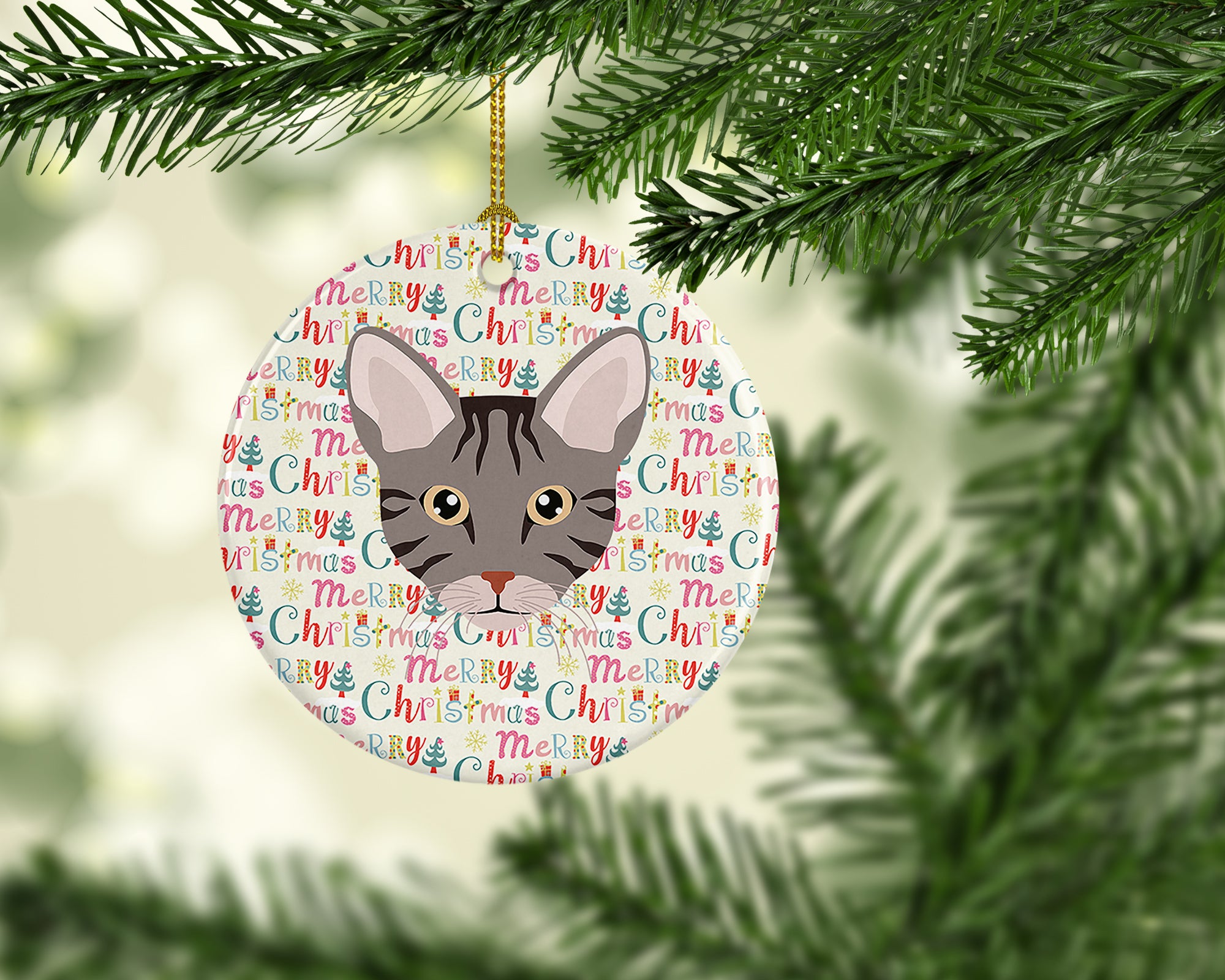 Ocicat Cat Christmas Ceramic Ornament - the-store.com