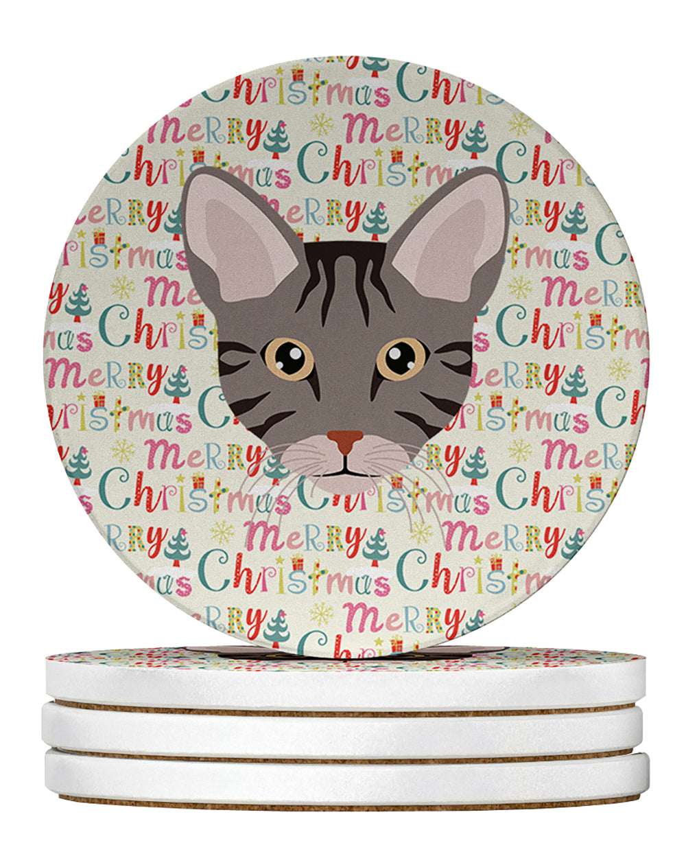 Buy this Ocicat Cat Christmas Large Sandstone Coasters Pack of 4