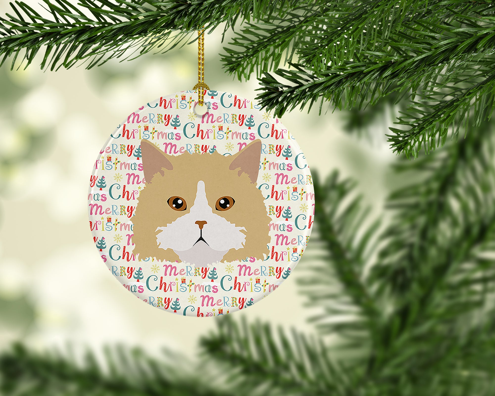 Buy this Oregon Rex Cat Christmas Ceramic Ornament