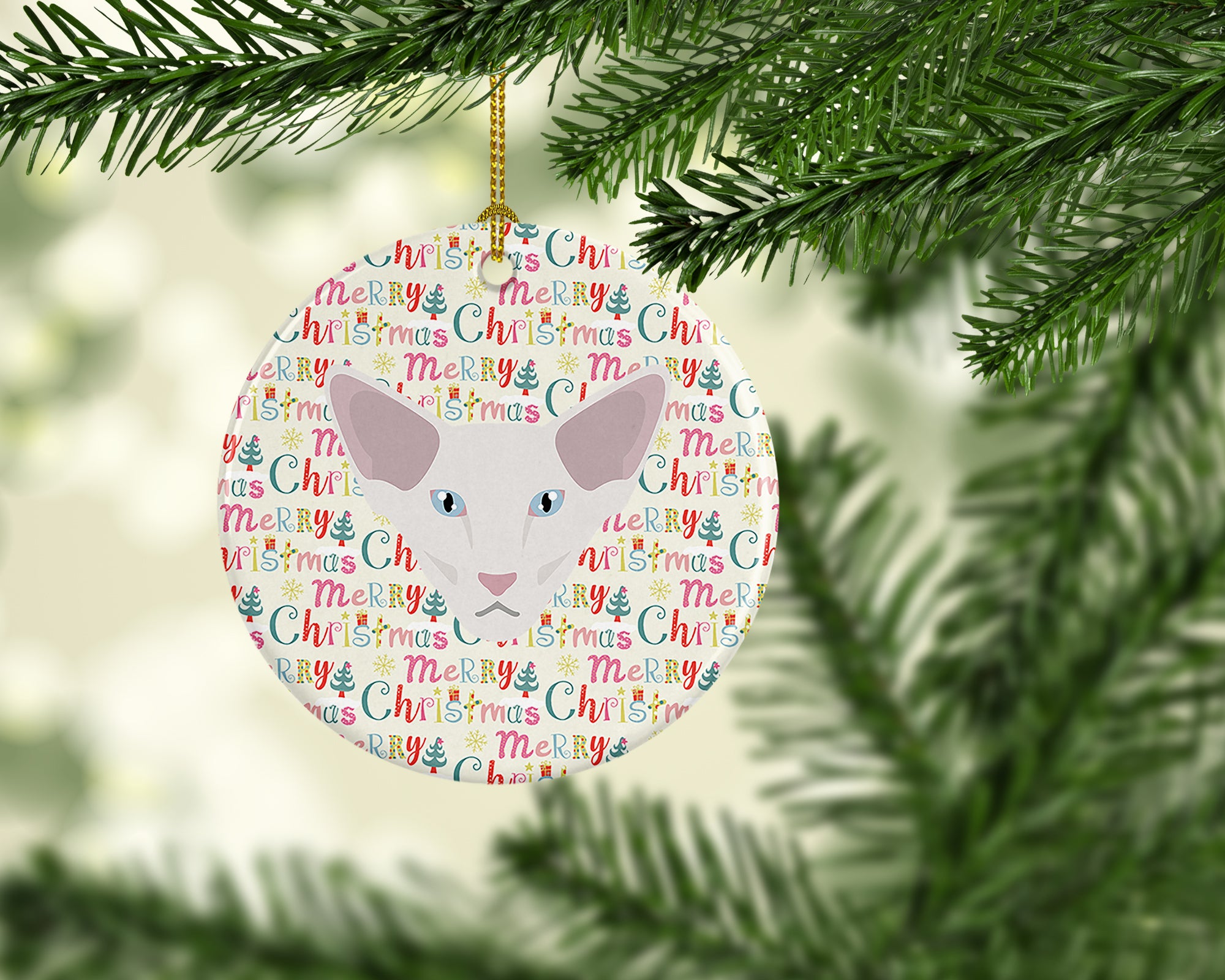 Buy this Oriental Longhair Cat Christmas Ceramic Ornament