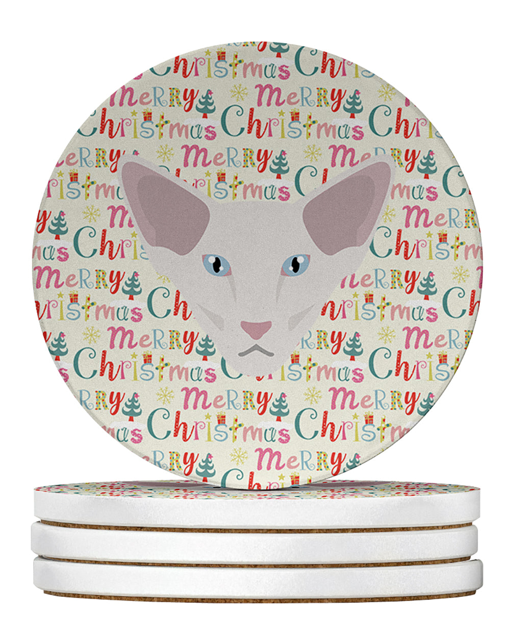 Buy this Oriental Longhair Cat Christmas Large Sandstone Coasters Pack of 4