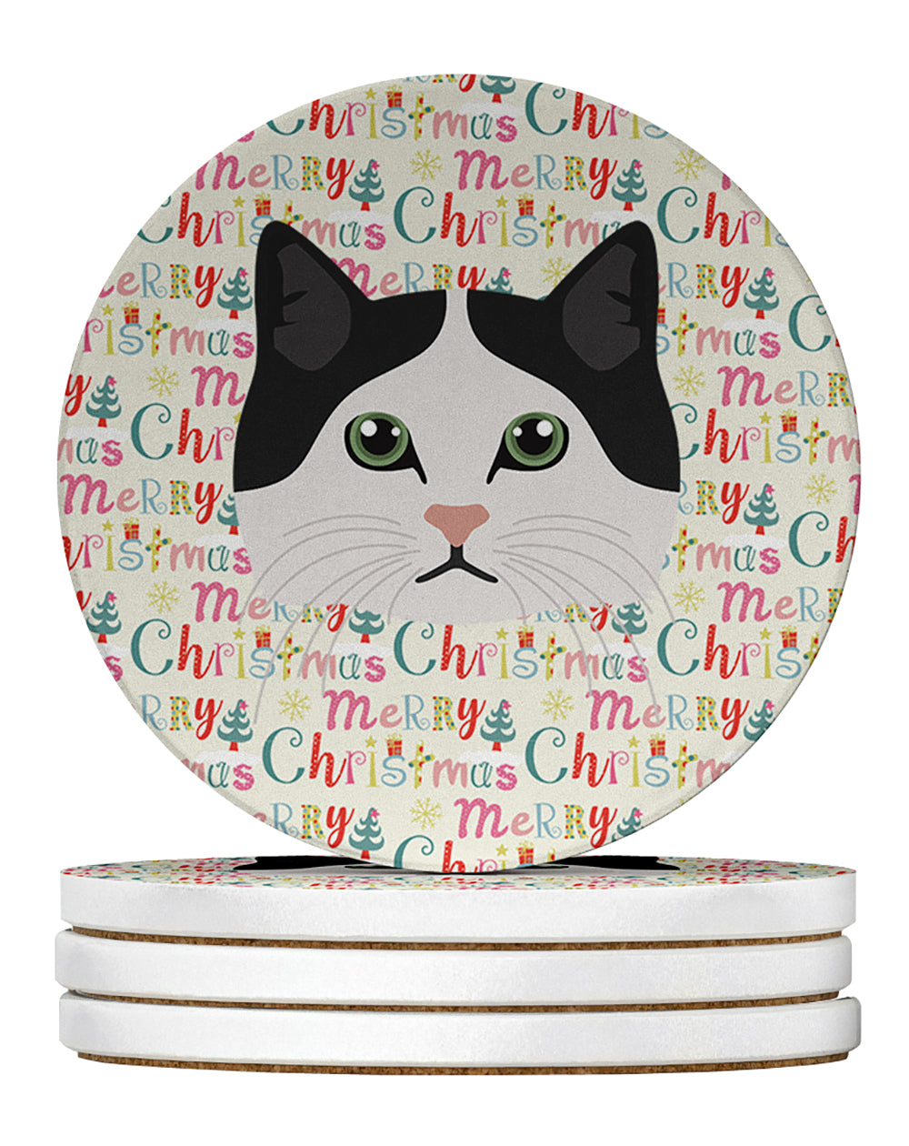 Buy this Ragamuffin Cat Christmas Large Sandstone Coasters Pack of 4