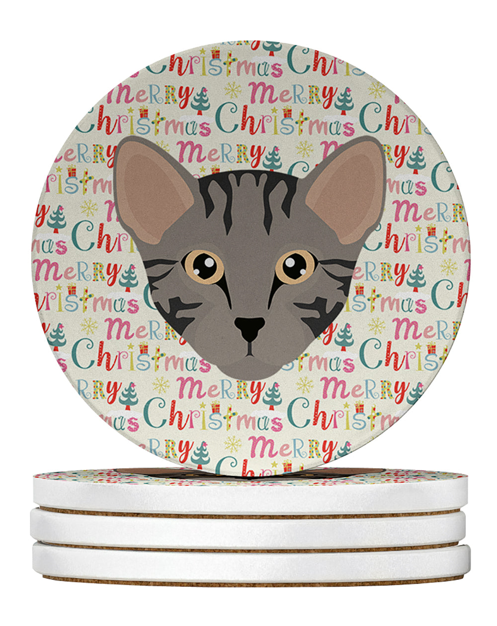 Buy this Safari Cat Christmas Large Sandstone Coasters Pack of 4