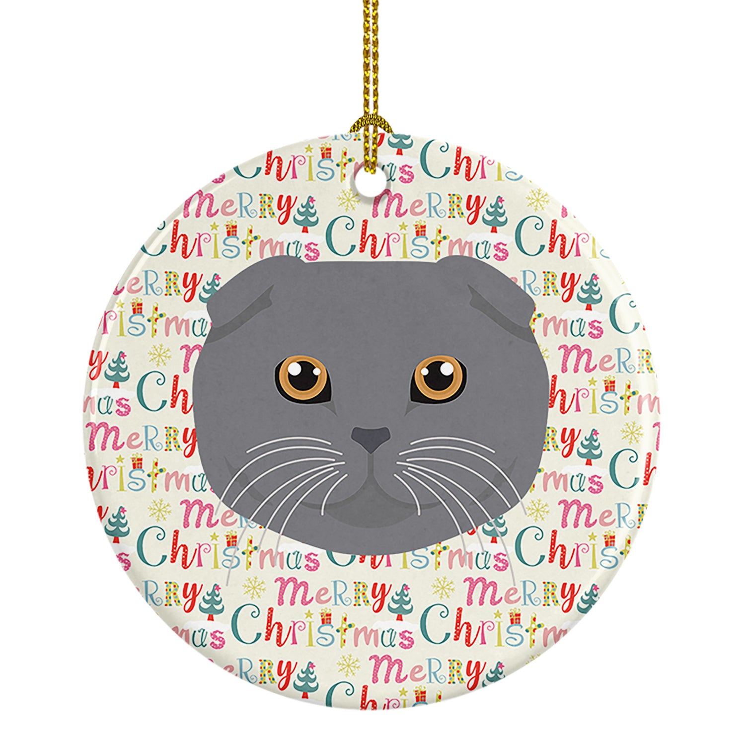 Buy this Scottish Fold Cat Christmas Ceramic Ornament