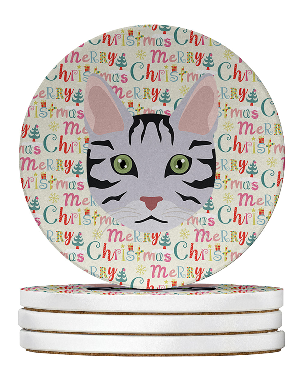 Buy this Serengeti Cat Christmas Large Sandstone Coasters Pack of 4
