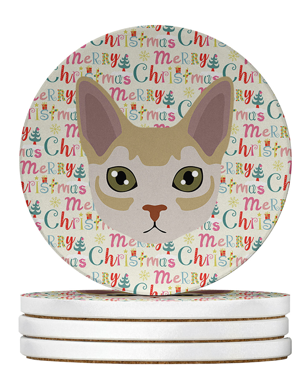 Buy this Singapura Cat Christmas Large Sandstone Coasters Pack of 4