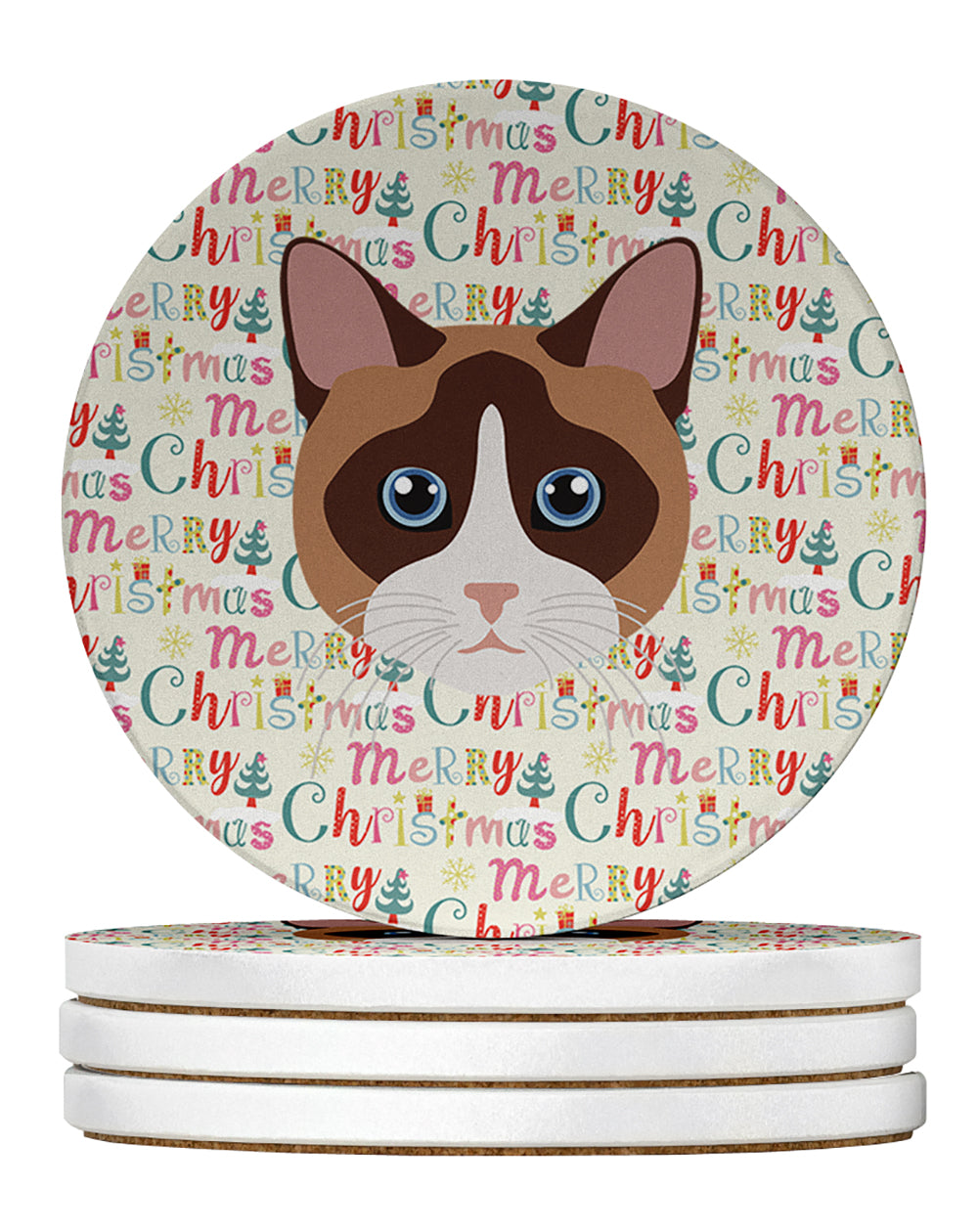 Buy this Snowshoe Cat Christmas Large Sandstone Coasters Pack of 4